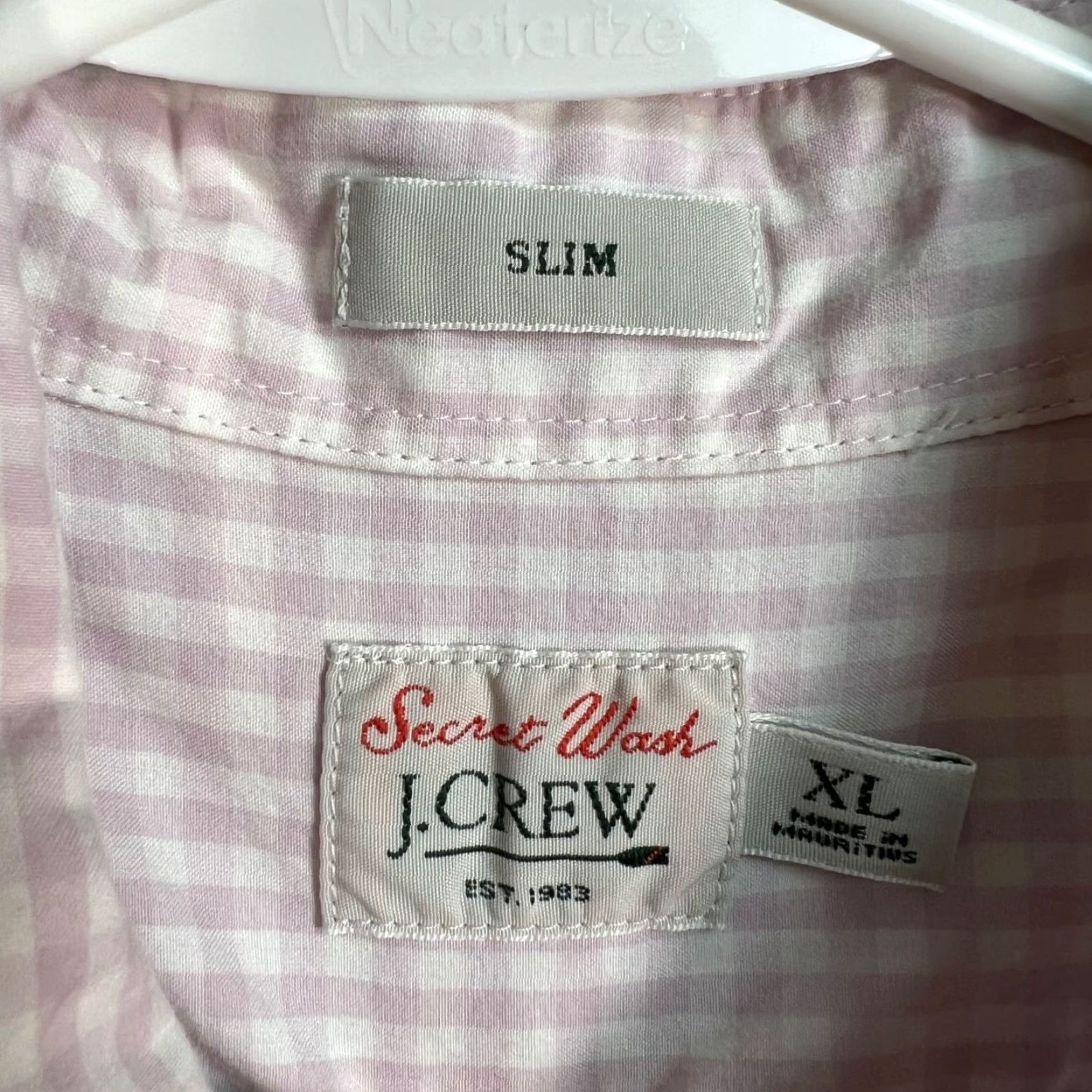 J.Crew J.CREW Mens XL Slim Fit Secret Wash Shirt Pink Gingham 100% Cotton Button-Down Long Sleeve Casual, Business Mens Size US XL / EU 56 / 4 - 3 Thumbnail