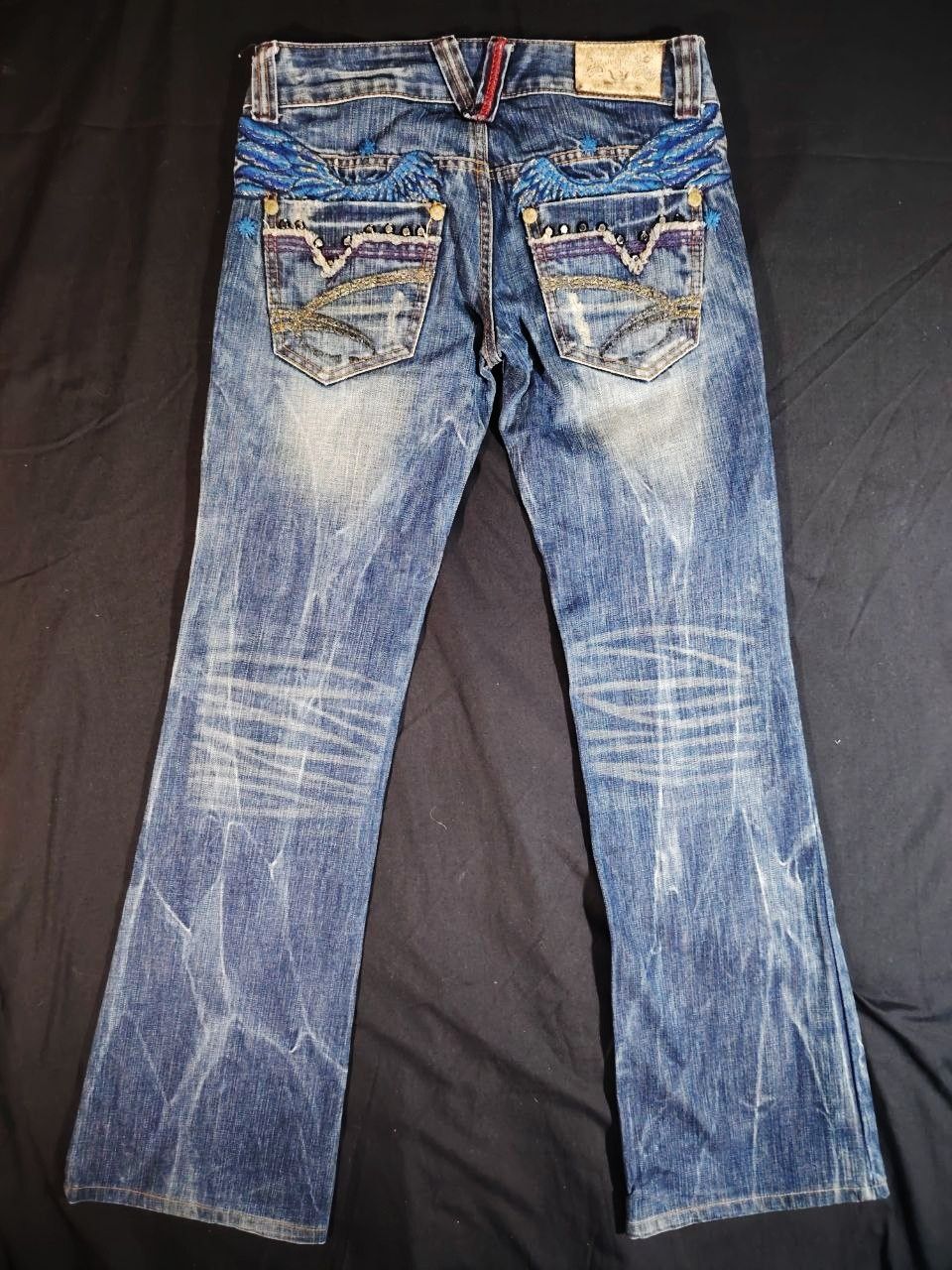 Japanese Brand Red Pepper Y2K Flare Distressed Jeans W30 (25) Size US 30 / EU 46 - 2 Thumbnail