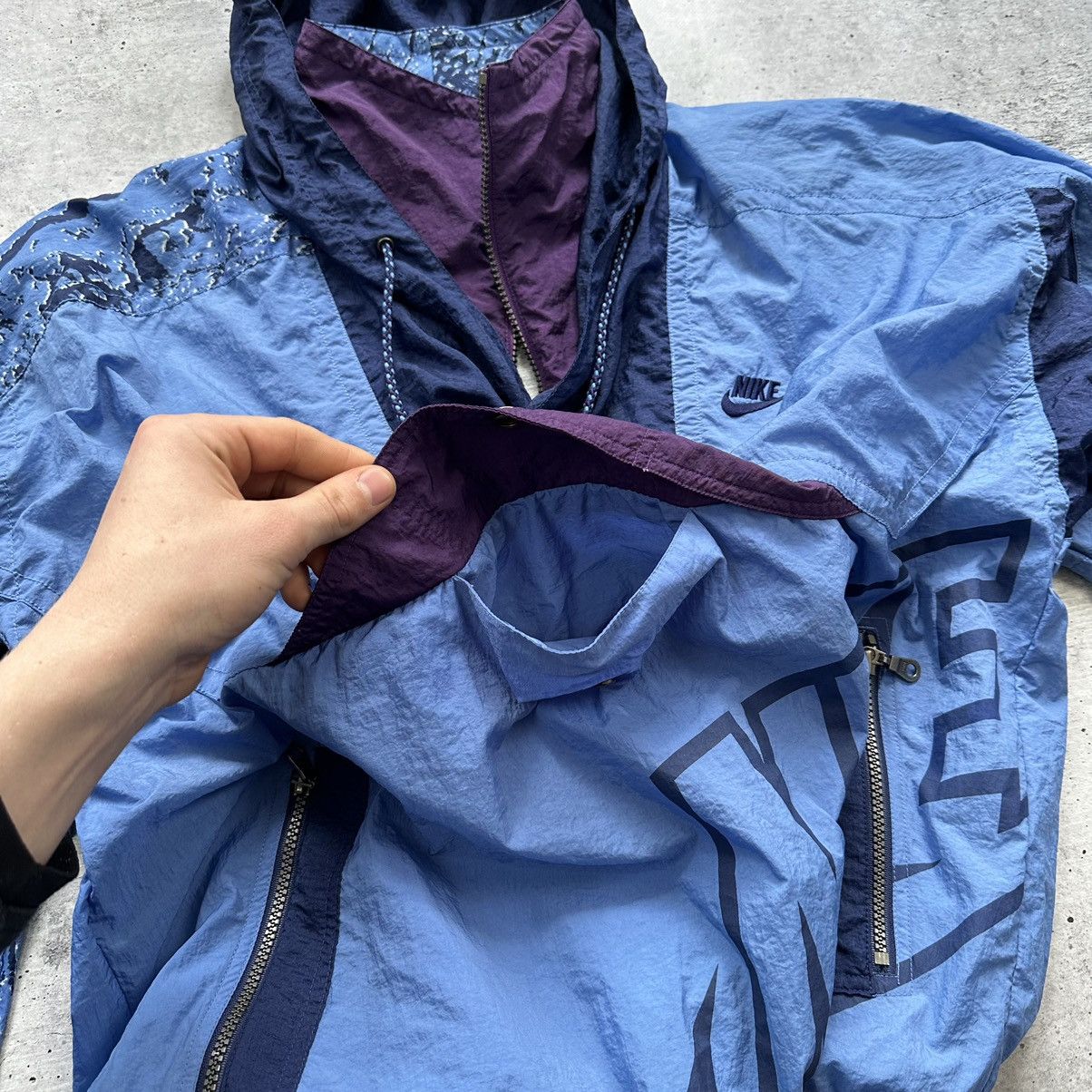 Vintage 90s Nike 1/4 Zip Hooded Windbreaker Jacket Anorak