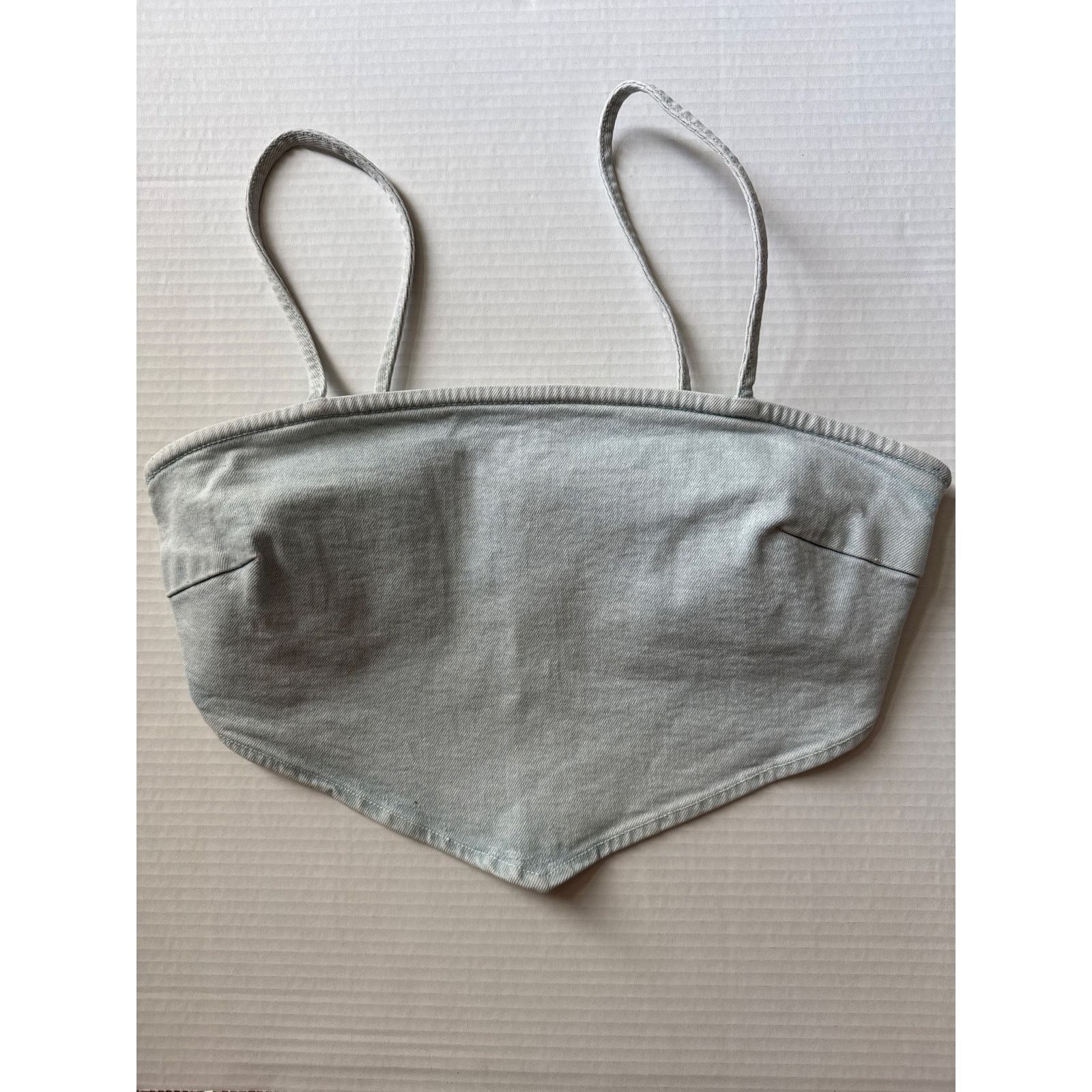 Zara NWT Zara blue denim bandana crop top spaghetti straps zip Size M / US 6-8 / IT 42-44 - 4 Thumbnail
