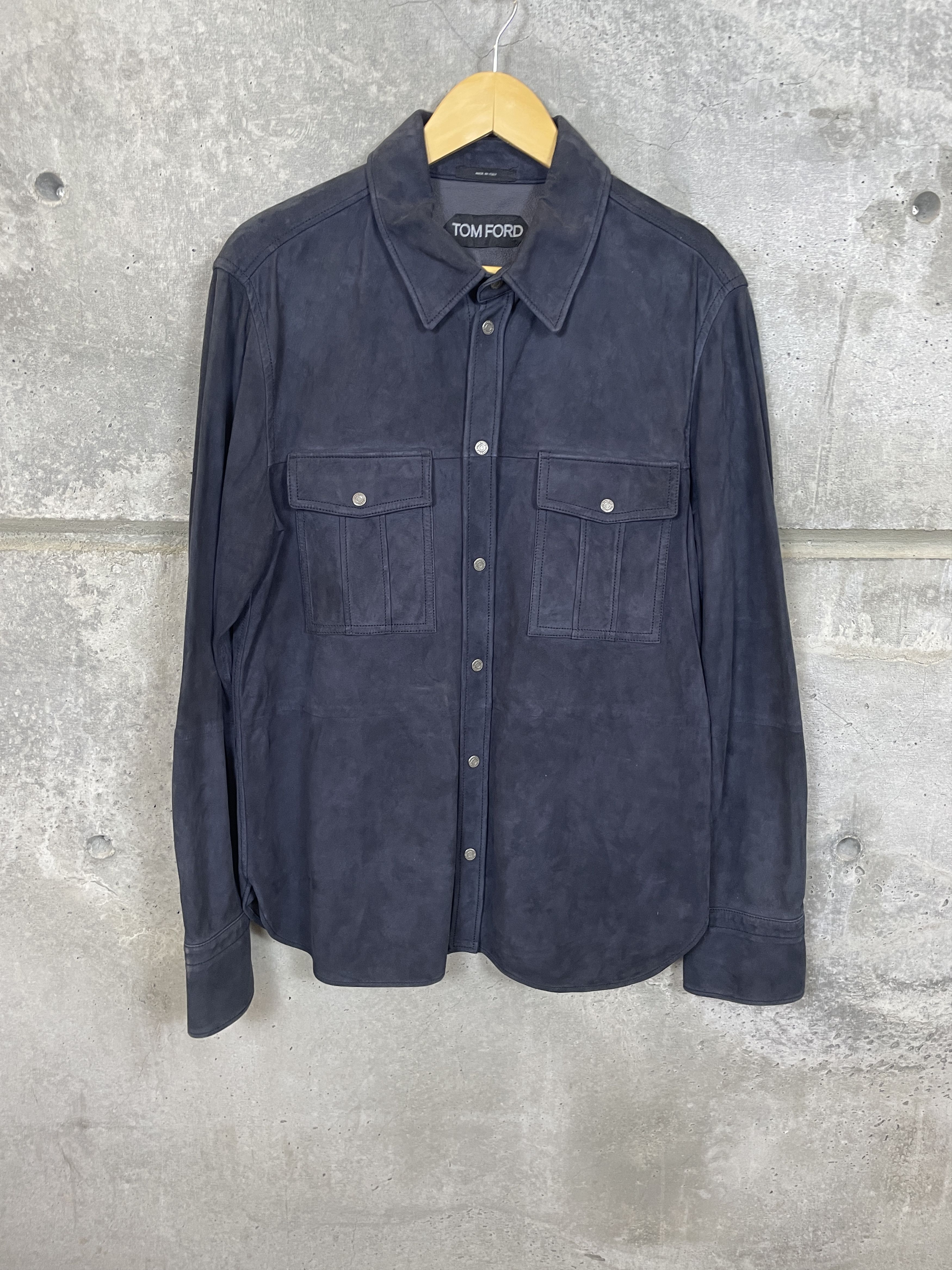 Tom Ford $6290 Tom Ford Navy Blue Suede snap western Jacket Size US L / EU 52-54 / 3 - 1 Thumbnail