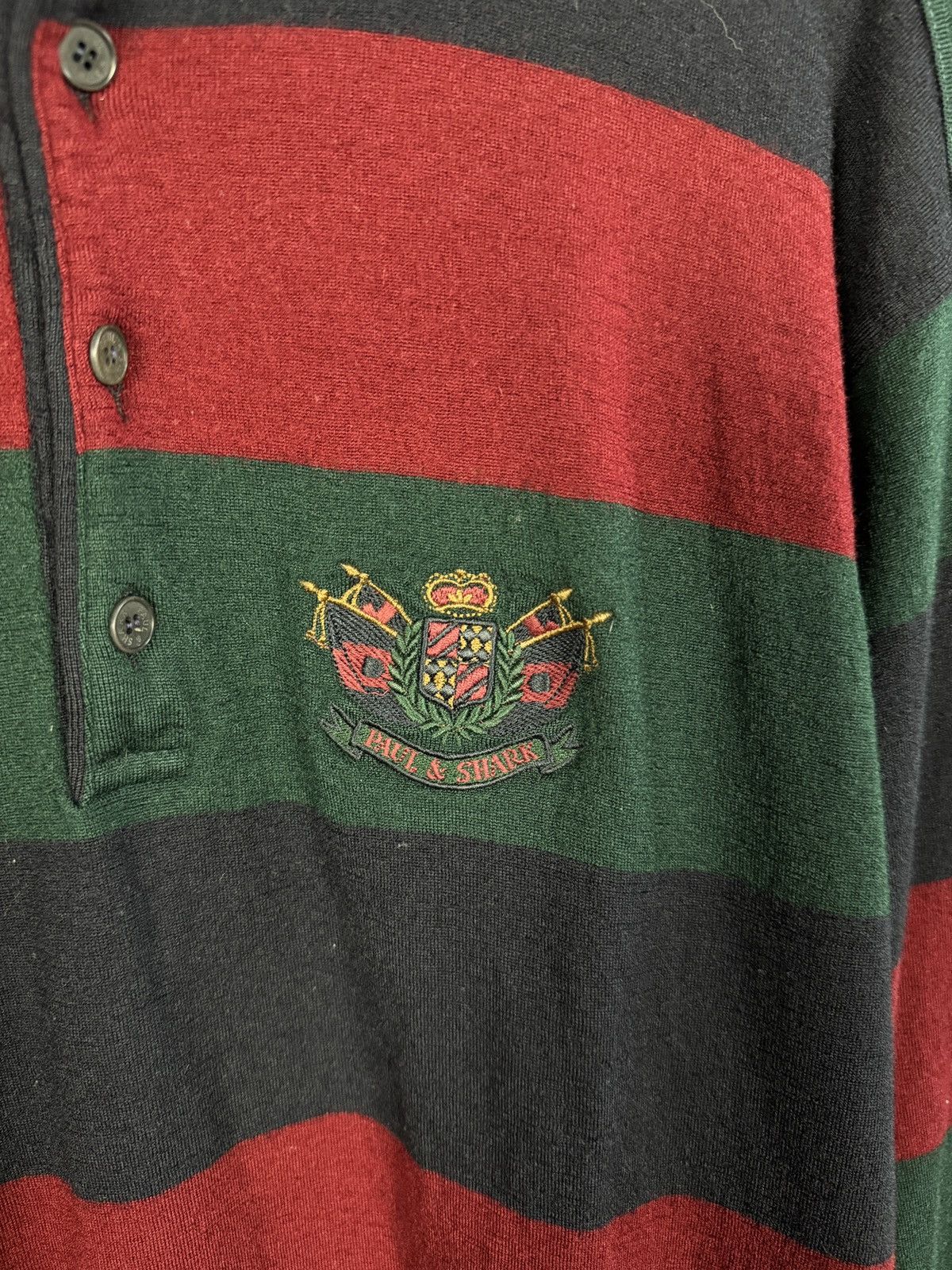 Paul & Shark Paul Shark Vintage Wool Striped Rugby Polo Shirt Italy XL Size US XL / EU 56 / 4 - 6 Thumbnail