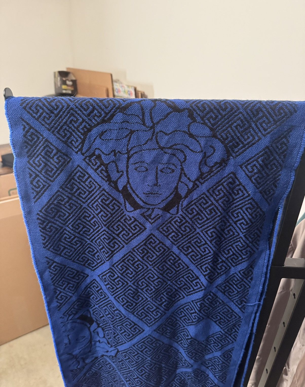 Versace Versace Medusa Wool Scarf - Black/Blue Size ONE SIZE - 4 Thumbnail