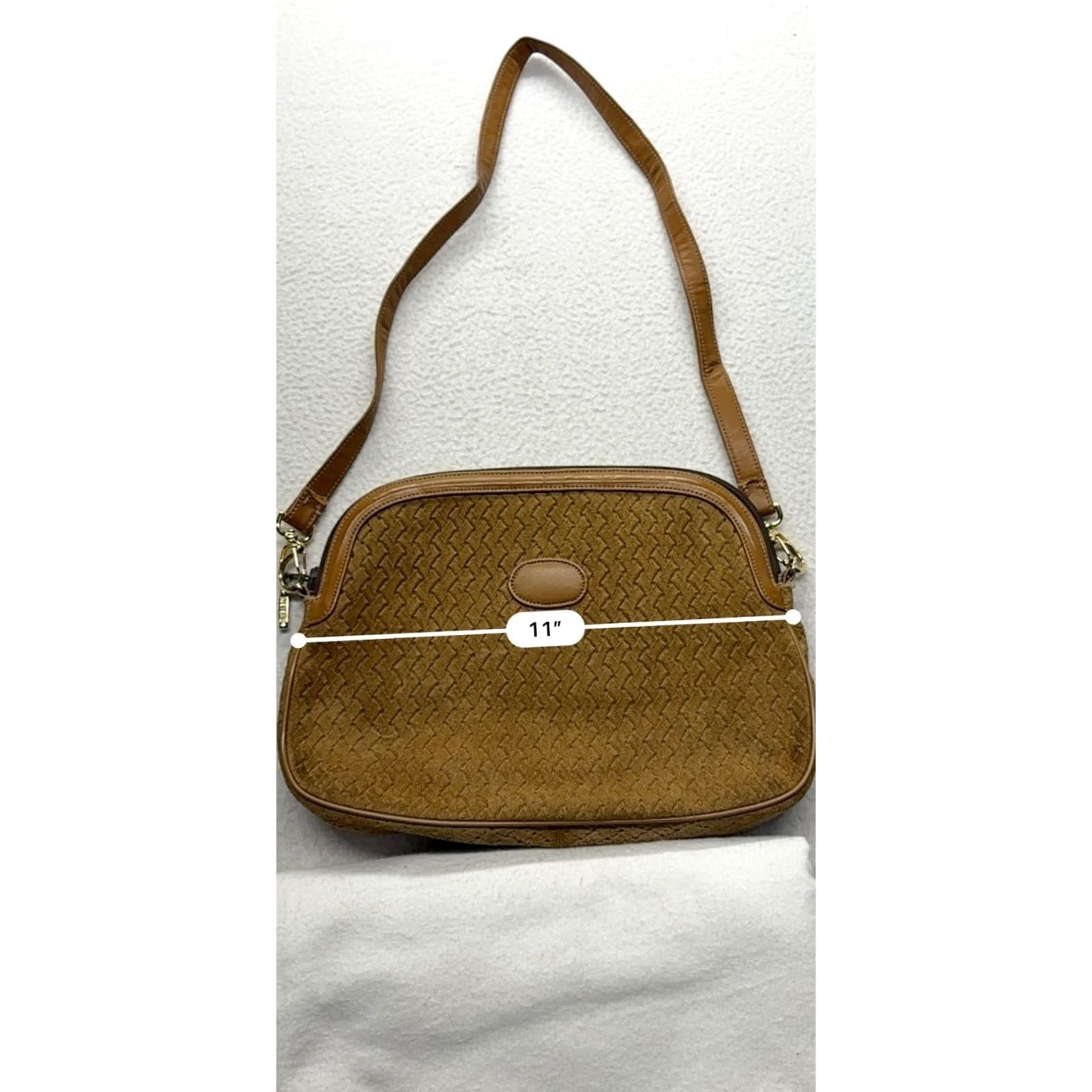 Vintage VINTAGE Meyers Tan Shoulder Bag Leather Woven Design Womens Adjustable Strap Size ONE SIZE - 8 Thumbnail