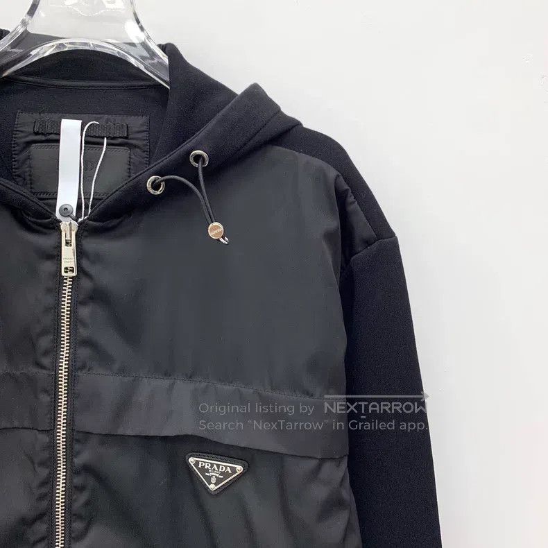 Prada Prada Black triangle logo cotton hooded zipper long jacket Size US M / EU 48-50 / 2 - 3 Thumbnail