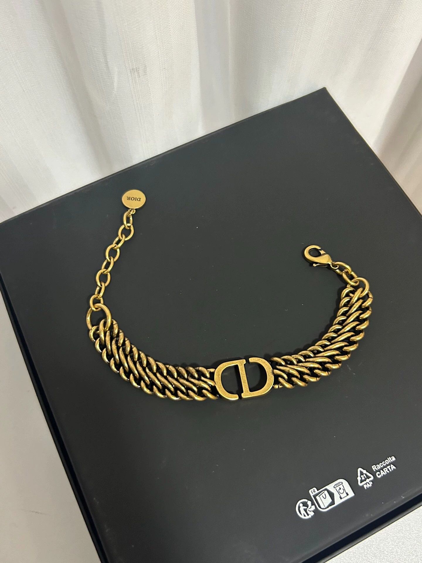 Dior Dior Montaigne CD Crystal Gold 2-Chain Bracelet Size ONE SIZE - 2 Thumbnail