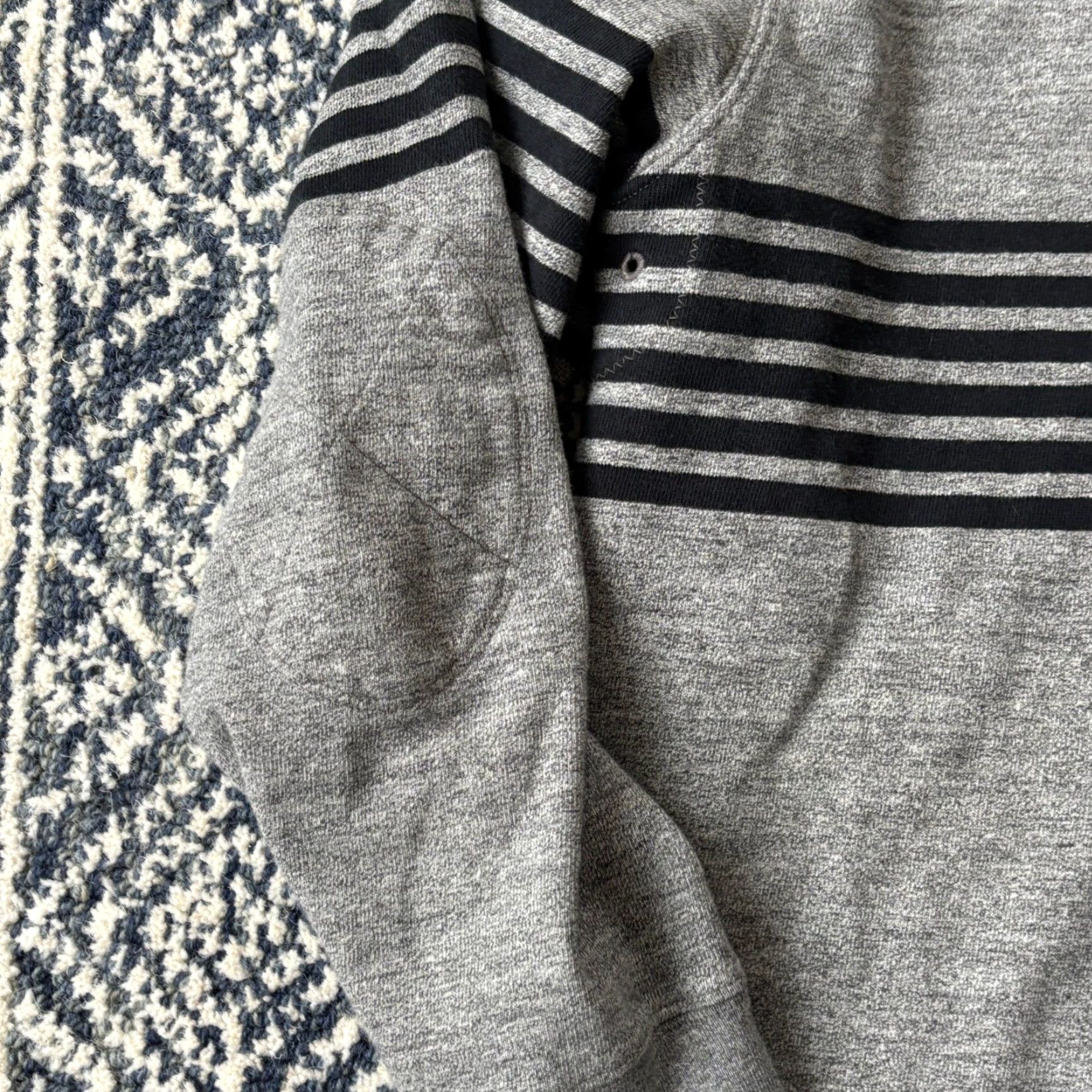 J.Crew J. Crew Sweatshirt Mens M Gray Striped Crewneck Elbow Patches Pullover Knit Long Sleeve Casual Streetwear Size US M / EU 48-50 / 2 - 4 Thumbnail