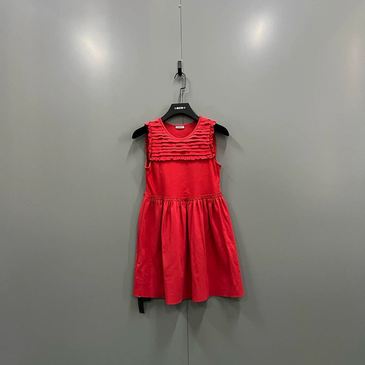 Miu Miu Miu Miu Red Ruffle Striped Sleeveless Dress Size S / US 4 / IT 40 - 1 Thumbnail