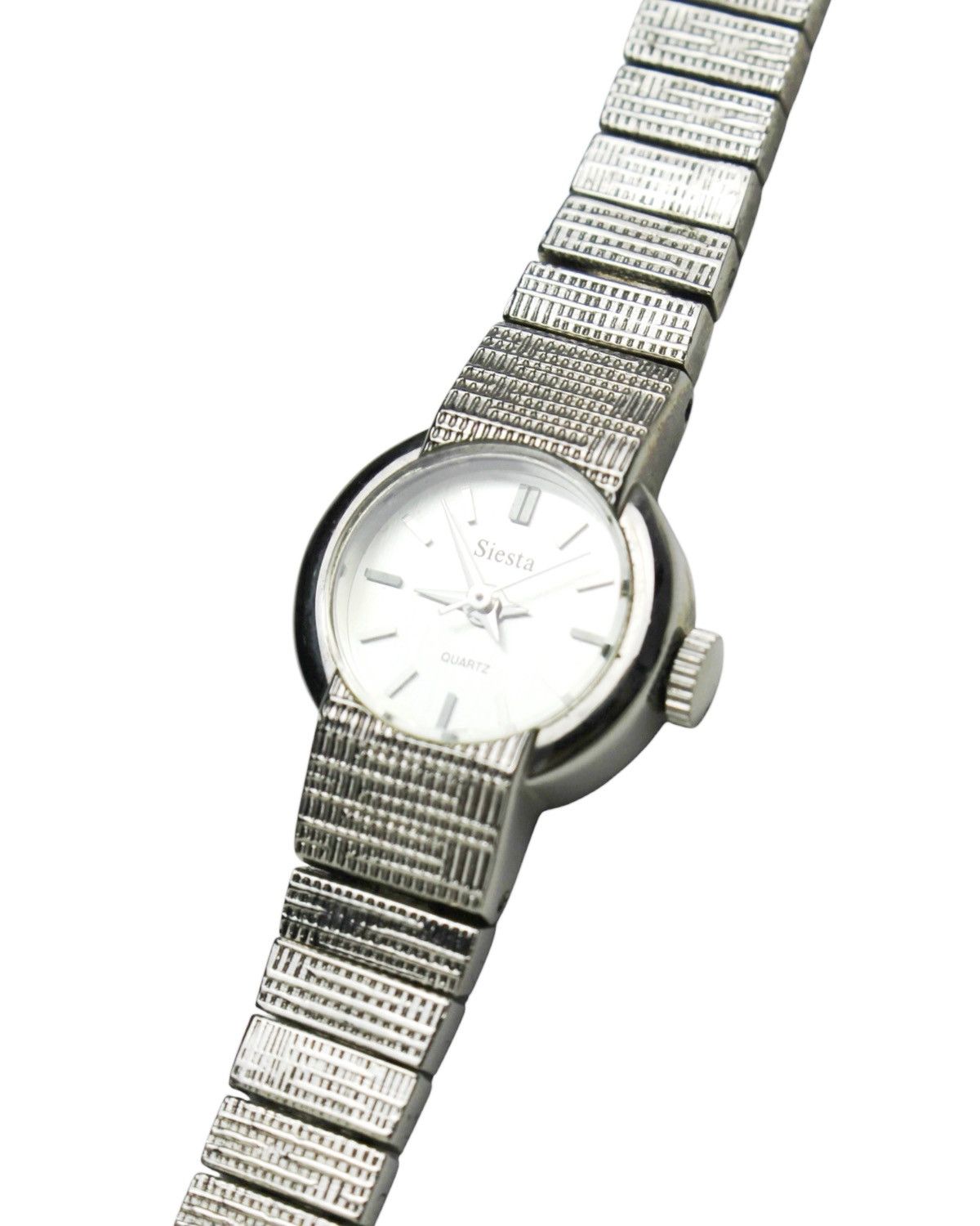 Japanese Brand × Vintage 1980S SIESTA SILVER TEXTURED BRACELET QUARTZ WATCH Size ONE SIZE - 5 Thumbnail