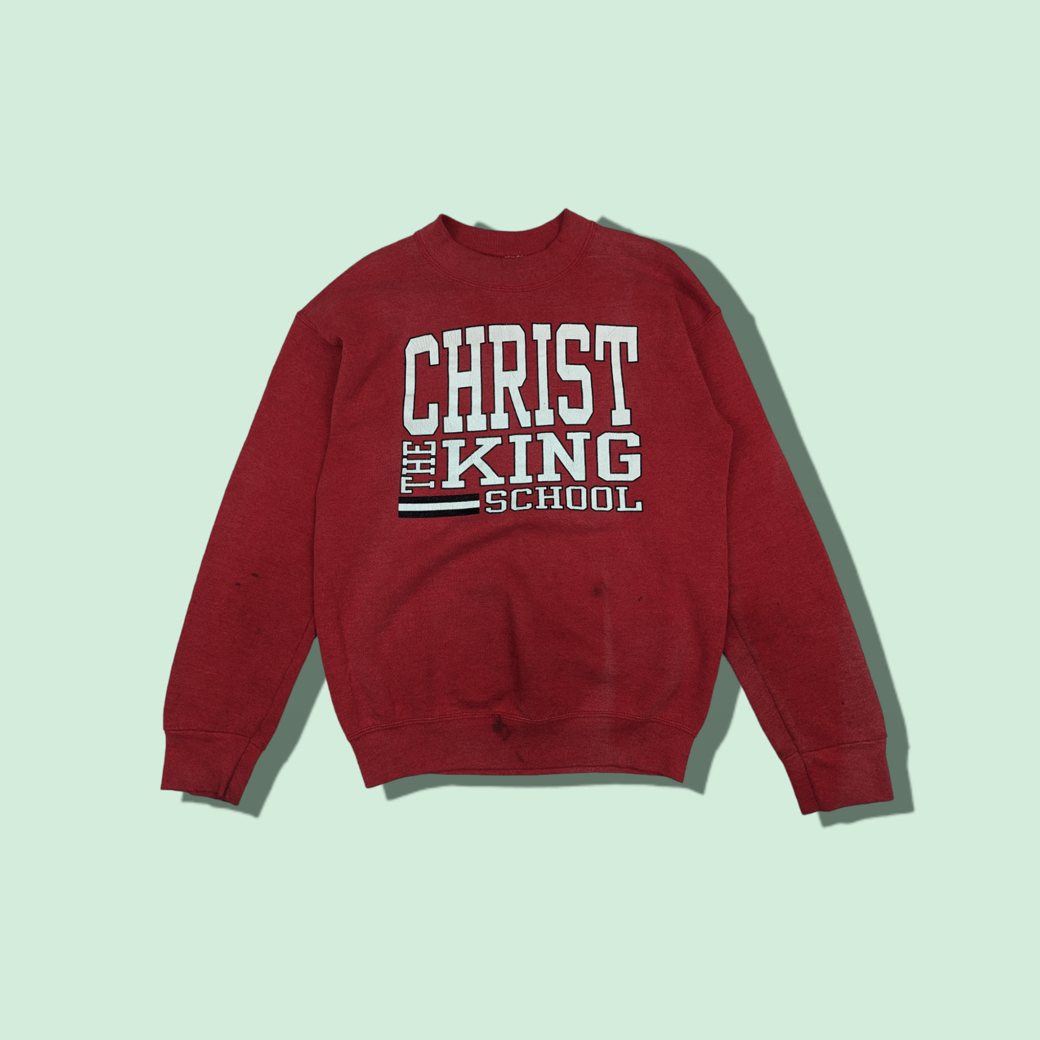Fruit Of The Loom Vintage 90's CHRIST THE KING School Jumper Sweatshirt Size S / US 4 / IT 40 - 1 Thumbnail