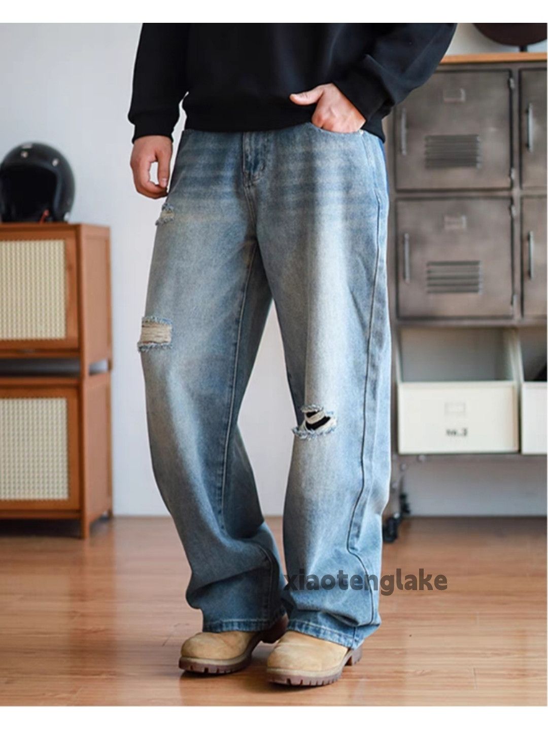 Jean × Vintage patch washed faded cleanfit yuppie y2k damaged jeans Size US 38 / EU 54 - 2 Thumbnail