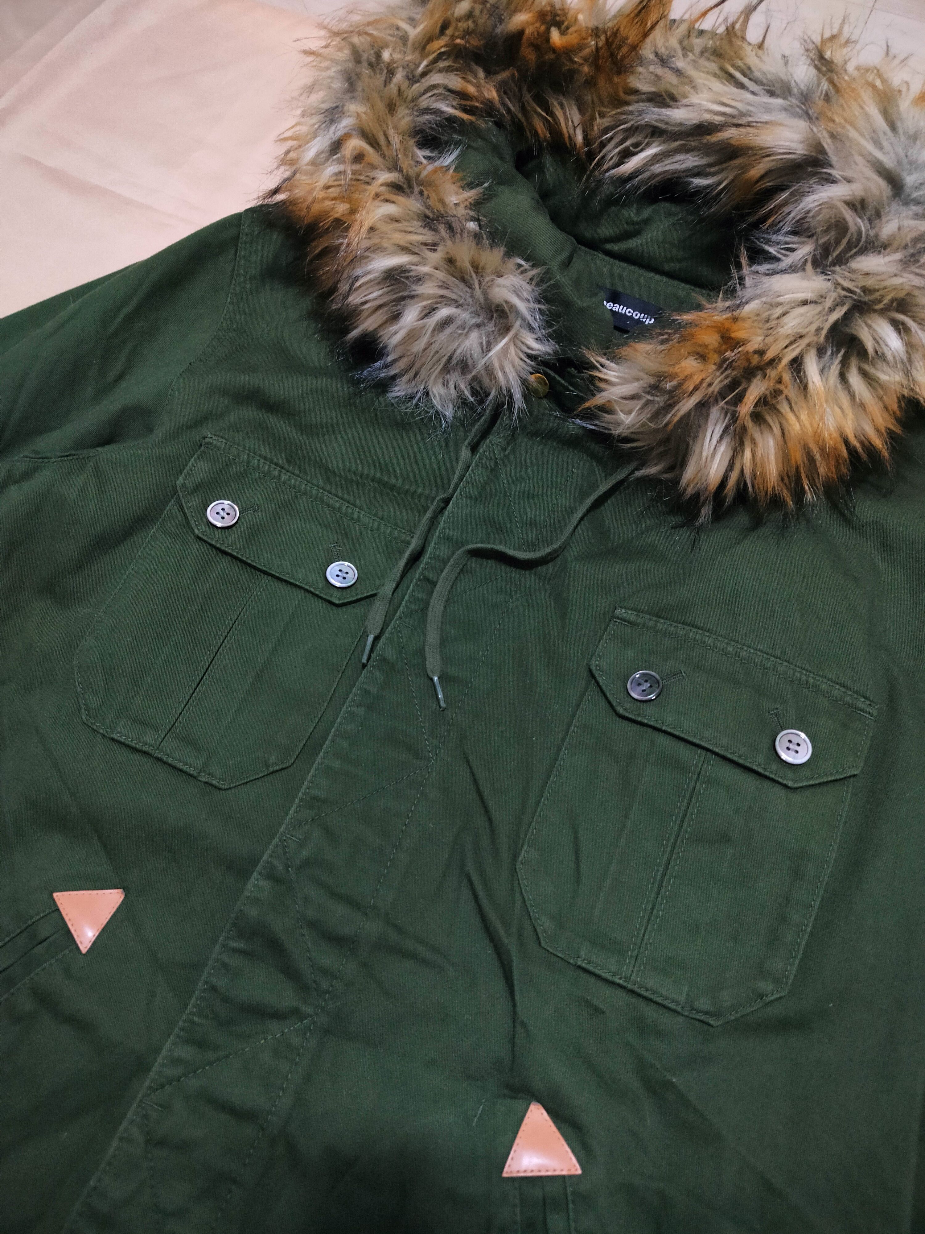Issey Miyake Mercibeaucoup Green Parka Jacket with Fur Size US L / EU 52-54 / 3 - 3 Thumbnail