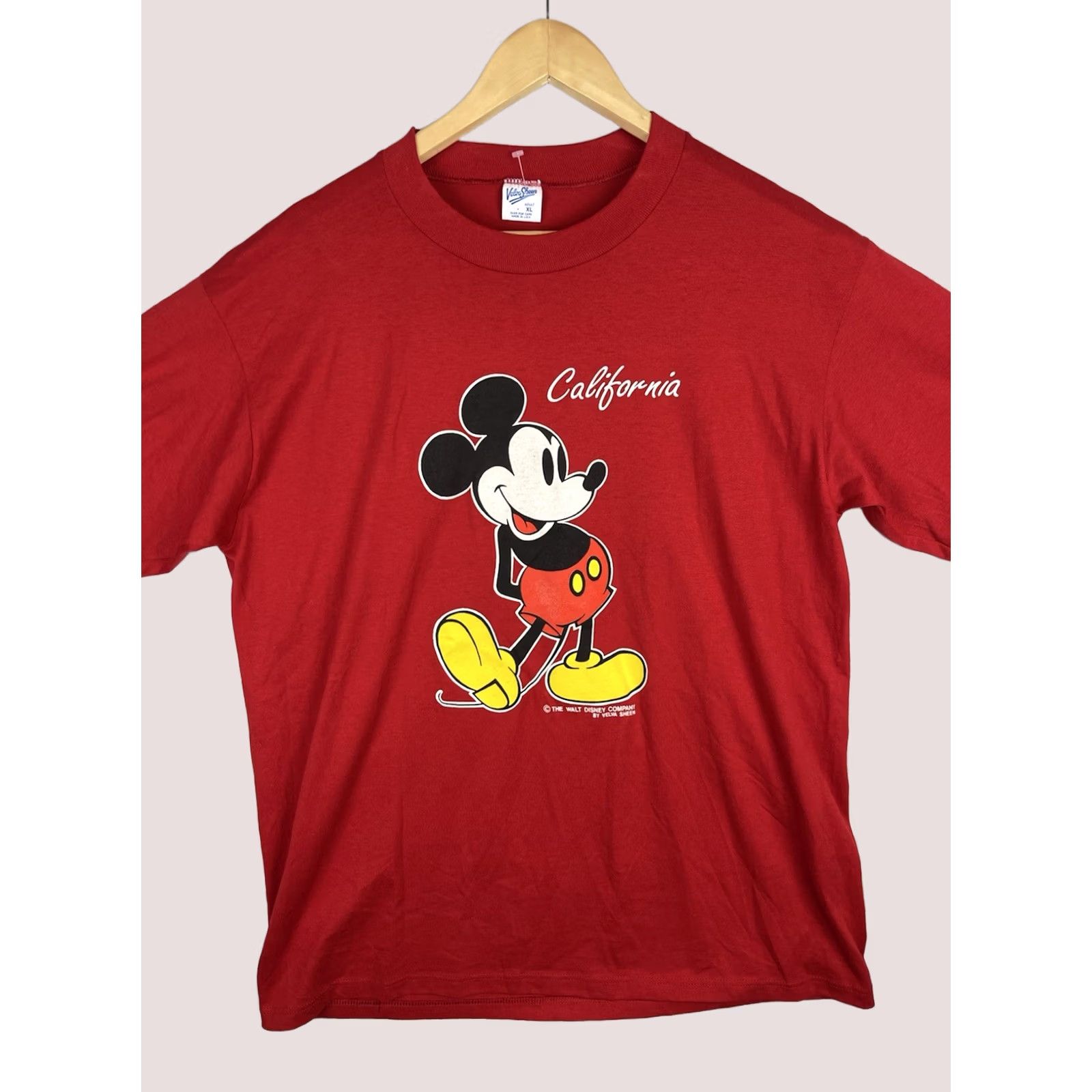 Velva Sheen VINTAGE Velva Sheen Mickey Mouse Shirt Mens XL Red California Single Stitch Made In USA Tee Size US XL / EU 56 / 4 - 1 Thumbnail