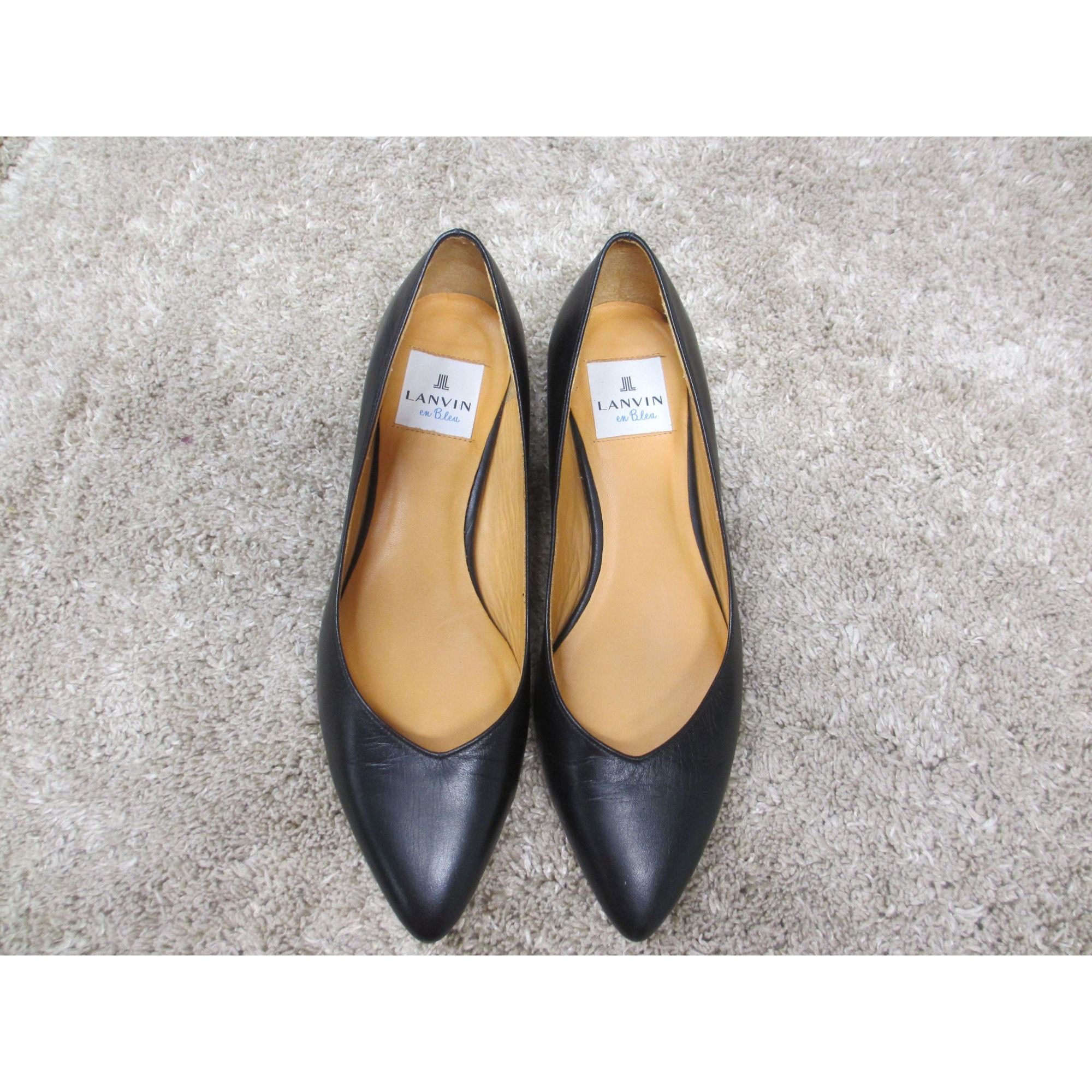 Lanvin LEVIN EN BLEU BLACK LEATHER FLATS SIZE 24 JAPANESE OR 7 U.S. Size US 7 / IT 37 - 7 Thumbnail