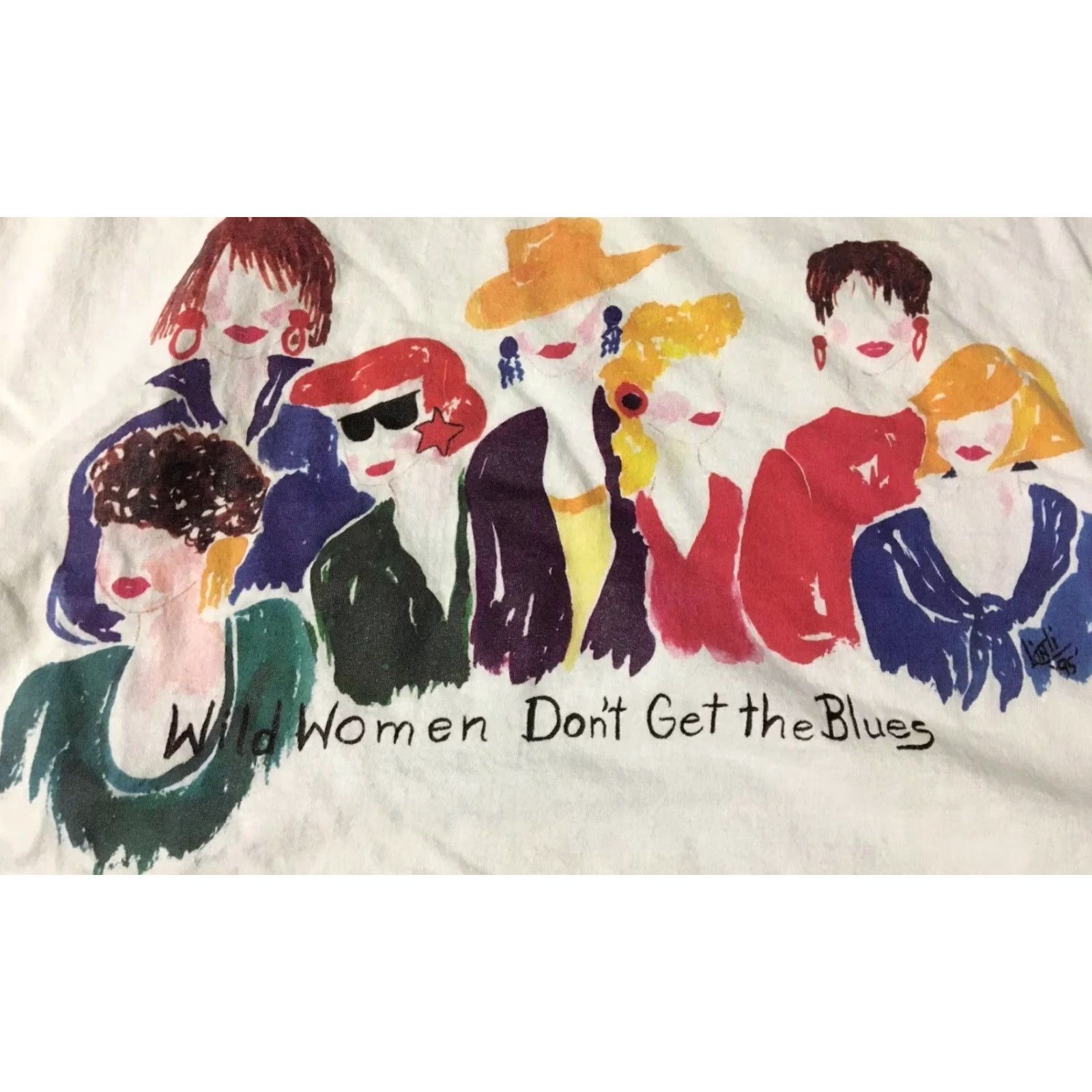Vintage VINTAGE 90s Wild Women Dont Get The Blues Shirt L Women White T-Shirt Size L / US 10 / IT 46 - 2 Thumbnail