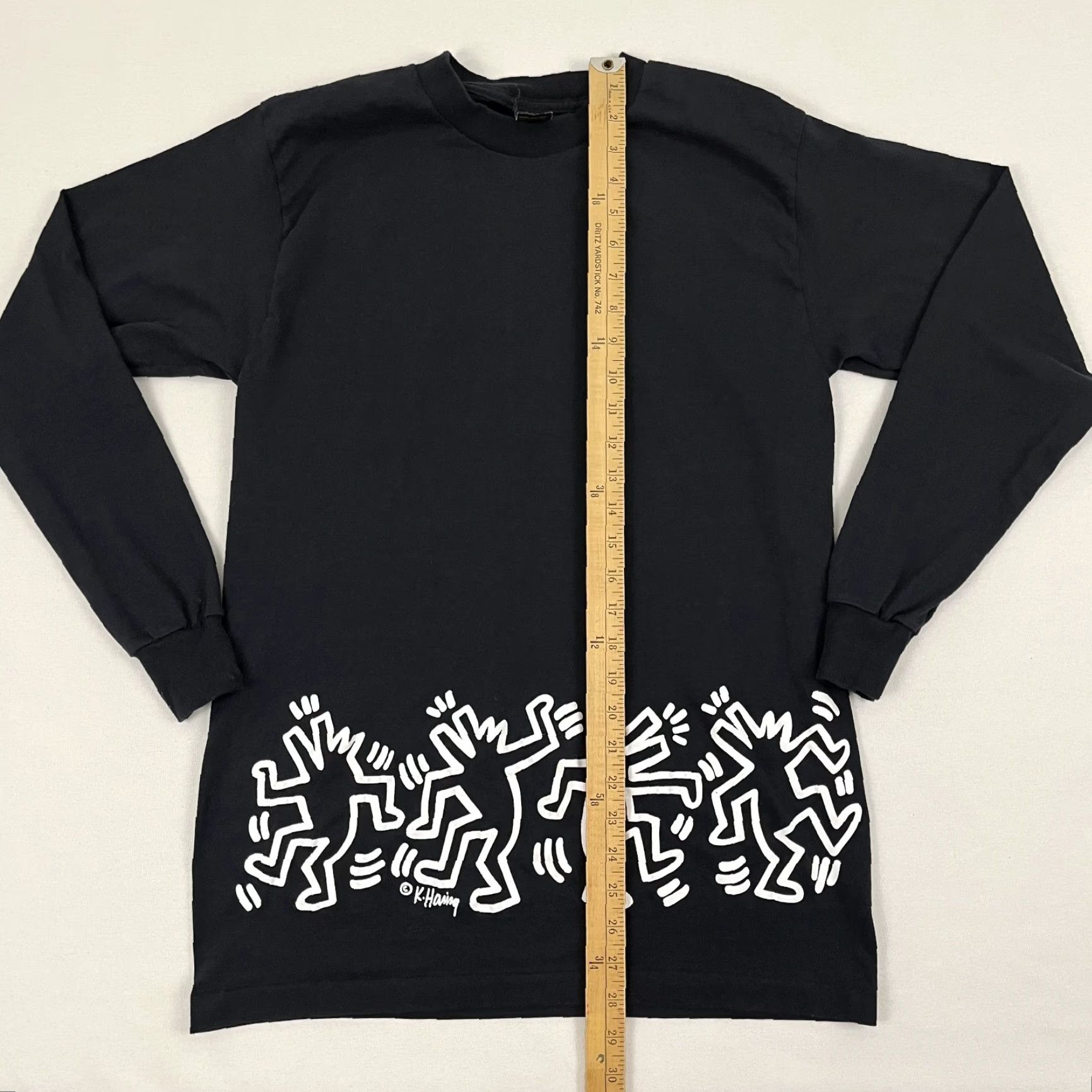 Anvil VINTAGE Keith Haring Shirt Mens M/L Black Dancing Dogs Graphic Wrap Around Anvil 90s Size US M / EU 48-50 / 2 - 4 Thumbnail