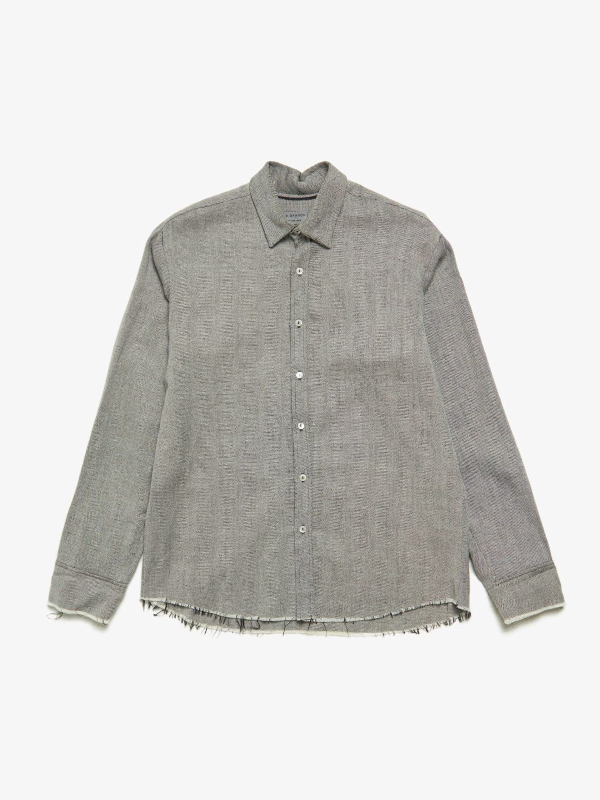 image of Elena Dawson Gray Raw Edge Cotton Mohair Shirt in Grey, Men's (Size Large)