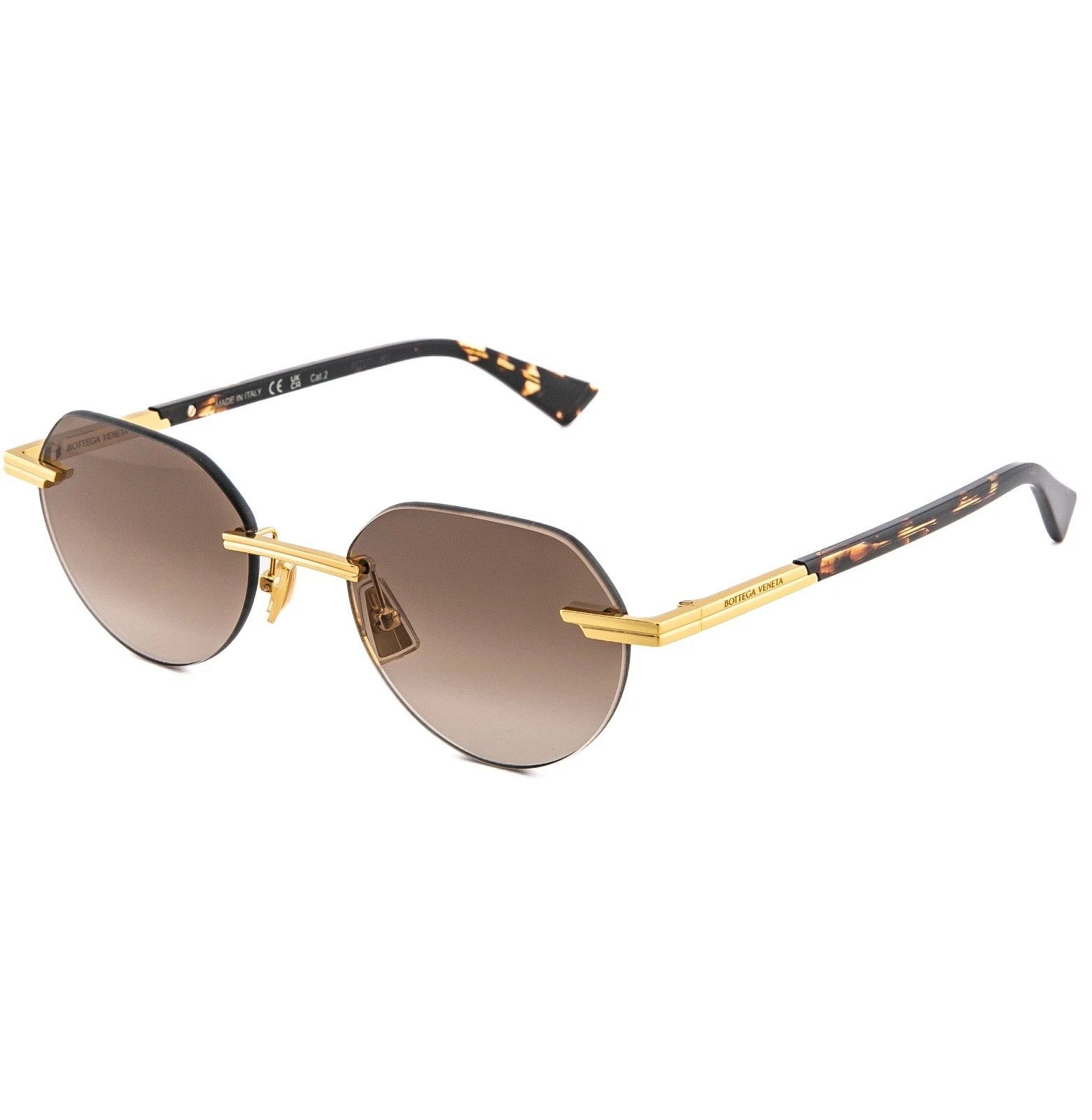 Bottega Veneta BOTTEGA VENETA 1379 BV1379S Brown Classic Oval Sunglass 003 Size ONE SIZE - 5 Thumbnail