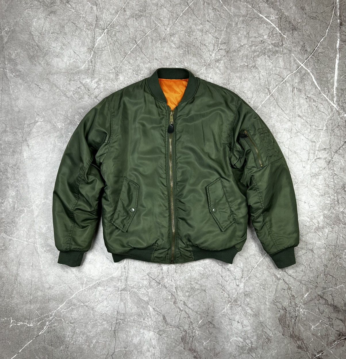 Vintage Vintage MA 1 Bomber Jacket Reversible Military Flyers Nylon Size US S / EU 44-46 / 1 - 1 Thumbnail