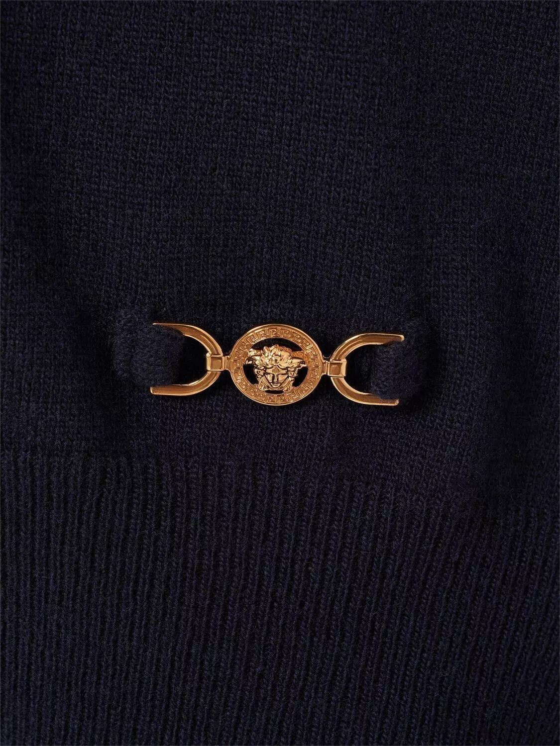 Versace VERSACE Blue Cashmere-Blend Knit Boxy Sweater Size XS / US 0-2 / IT 36-38 - 3 Thumbnail