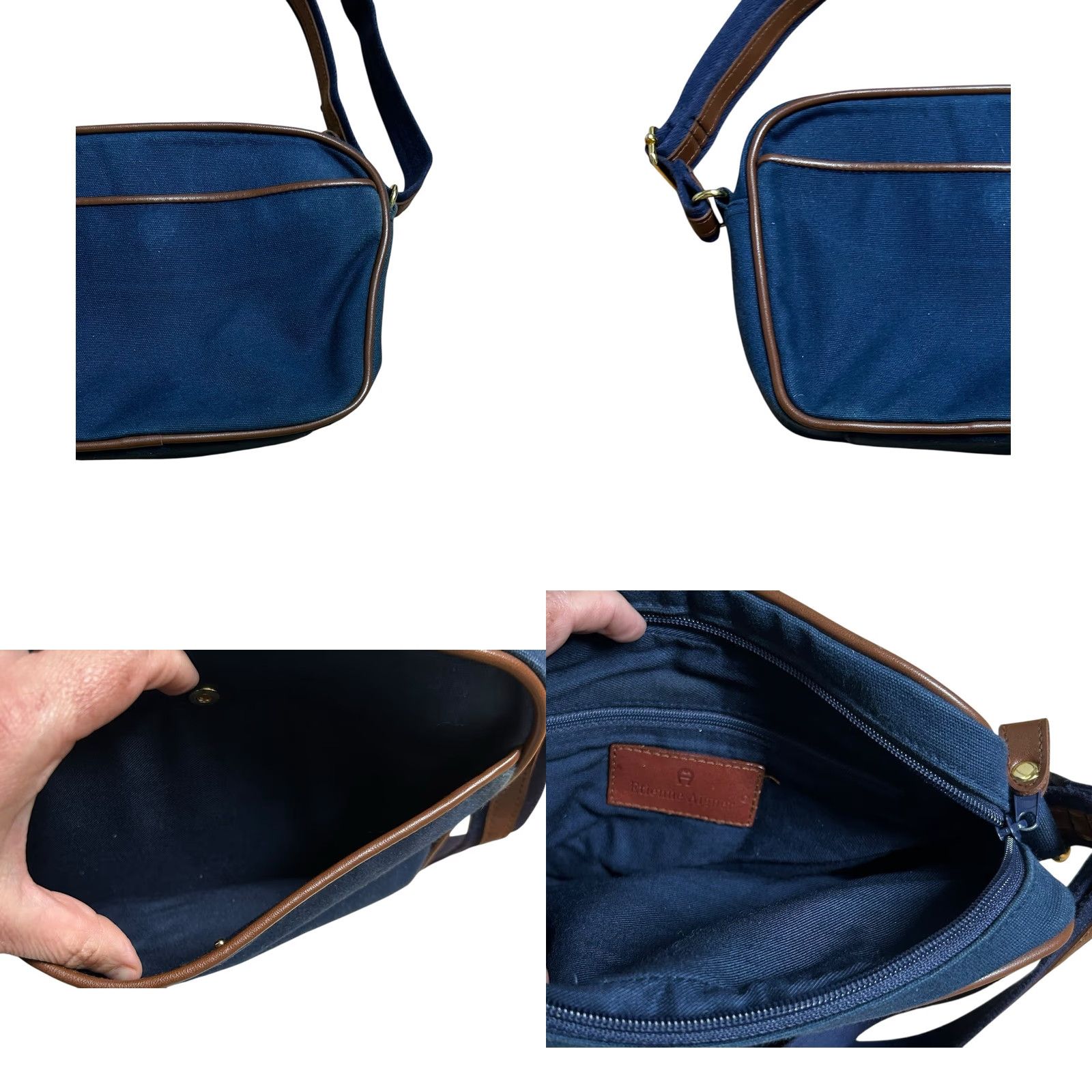 Etienne Aigner Etienne Aigner Vintage Navy Blue Canvas Crossbody Purse Shoulder Bag Women’s Women’s Crossbody Bag Navy Blue Canvas Size ONE SIZE - 10 Thumbnail