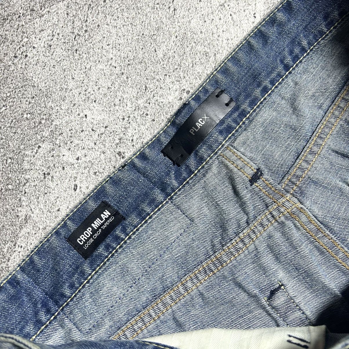 Japanese Brand Crazy Disstresed Denim PLACX CROP MILAN LOSE CROP TAPERED Size US 34 / EU 50 - 8 Thumbnail