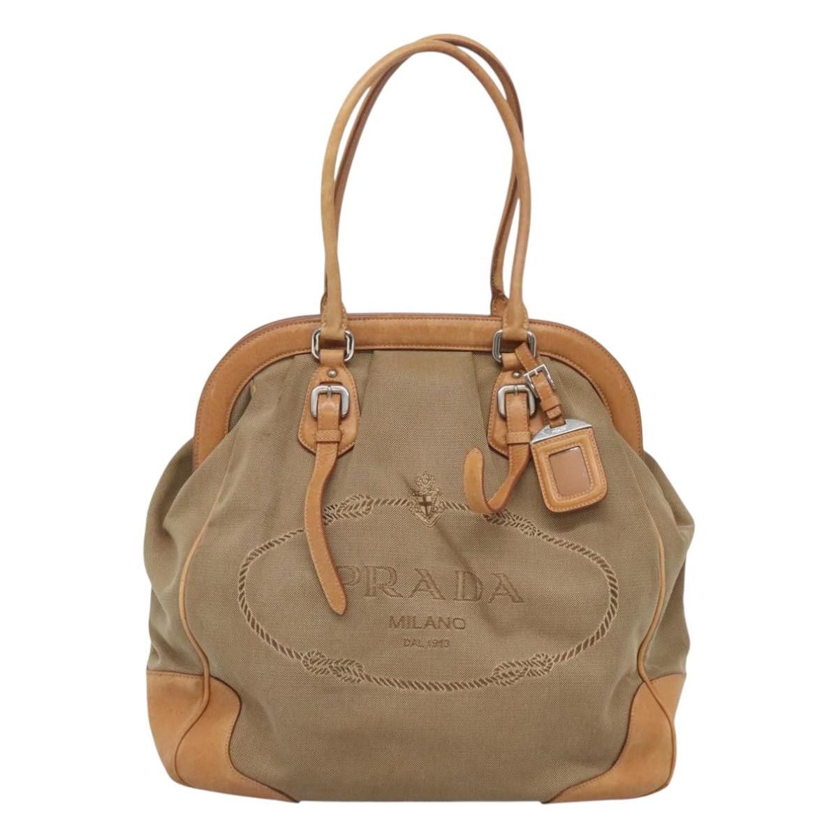 Prada PRADA Tote Bag Canvas Beige Silver Size ONE SIZE - 2 Thumbnail