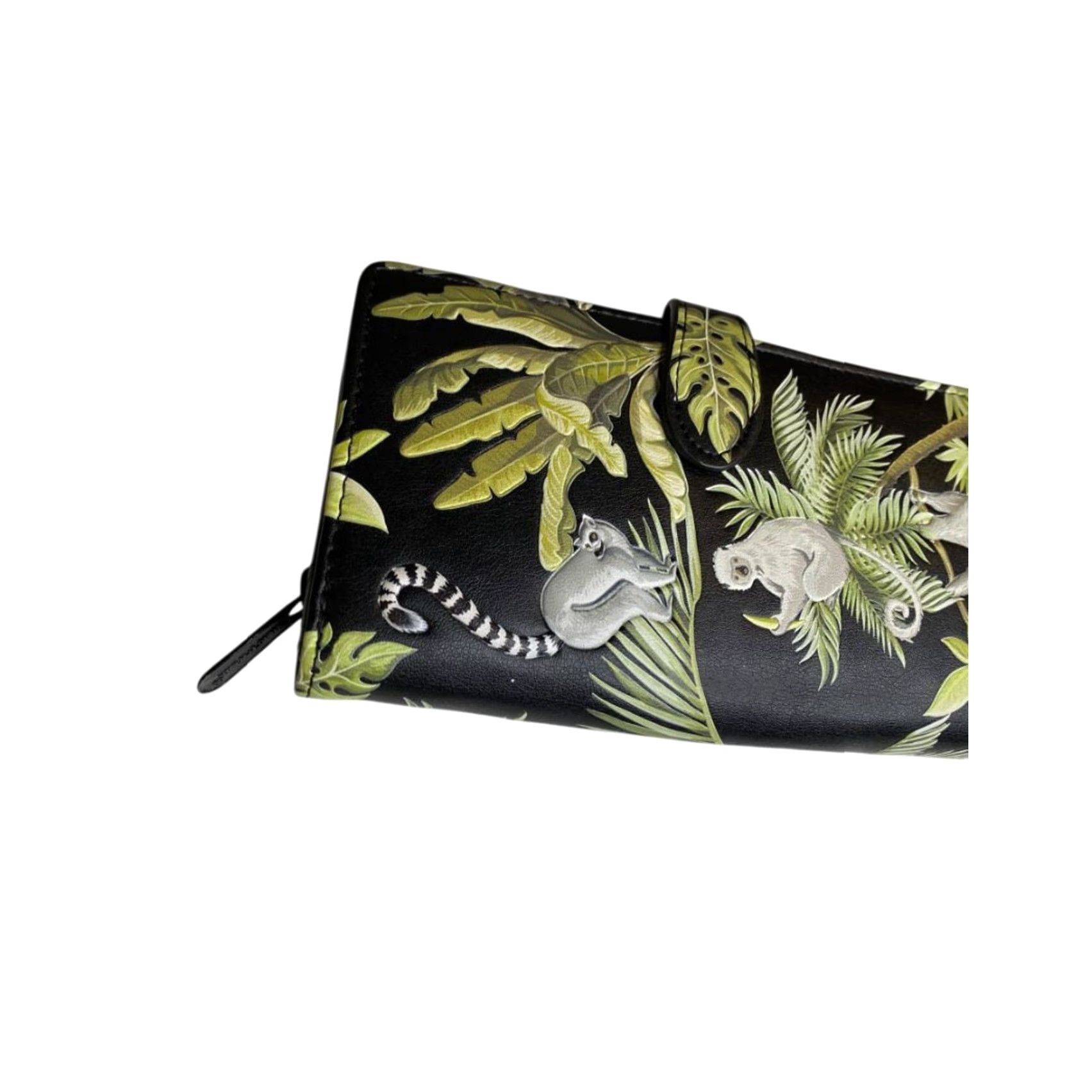 Vintage Shag Wear Canada Wallet Bifold Sloth Lemur Monkey Vegan Leather Green Women Wallet Size ONE SIZE - 2 Thumbnail