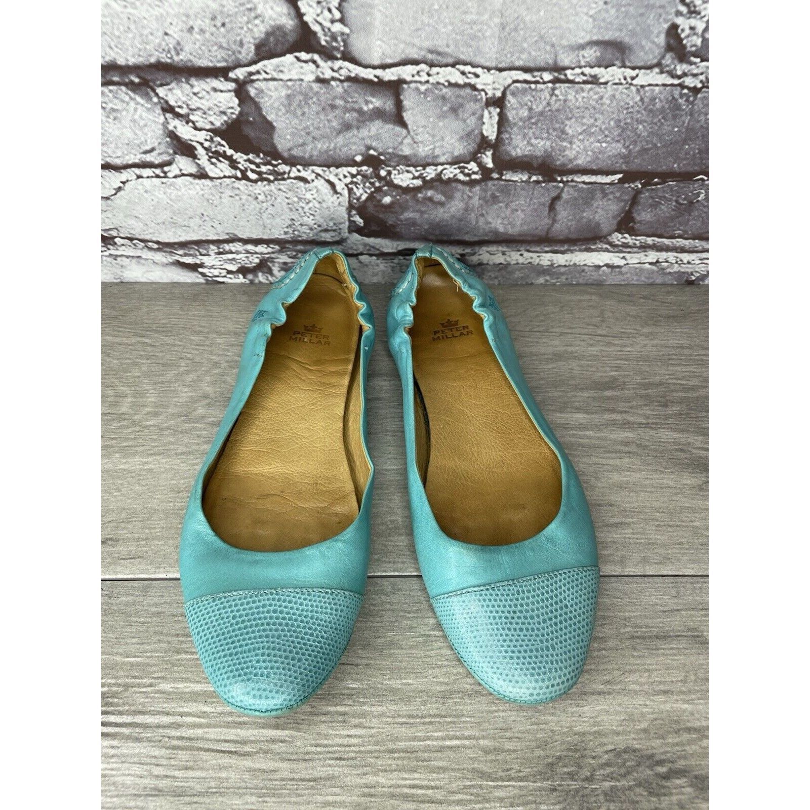 Peter Millar Peter Millar Blue Leather Snake Cap Toe Ballet Flats Shoes W Size US 6.5 / IT 36.5 - 18 Thumbnail