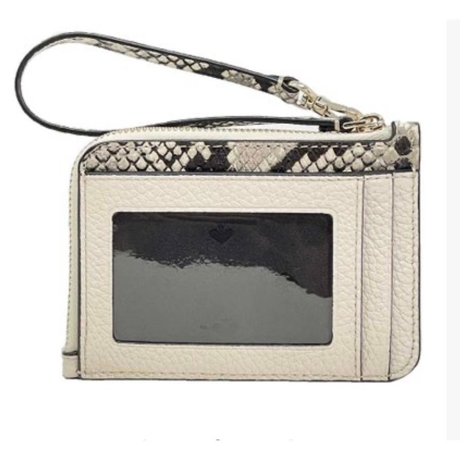 Kate Spade Kate Spade Leila Mixed Material L-Zip Card Holder Parchment Size ONE SIZE - 3 Thumbnail