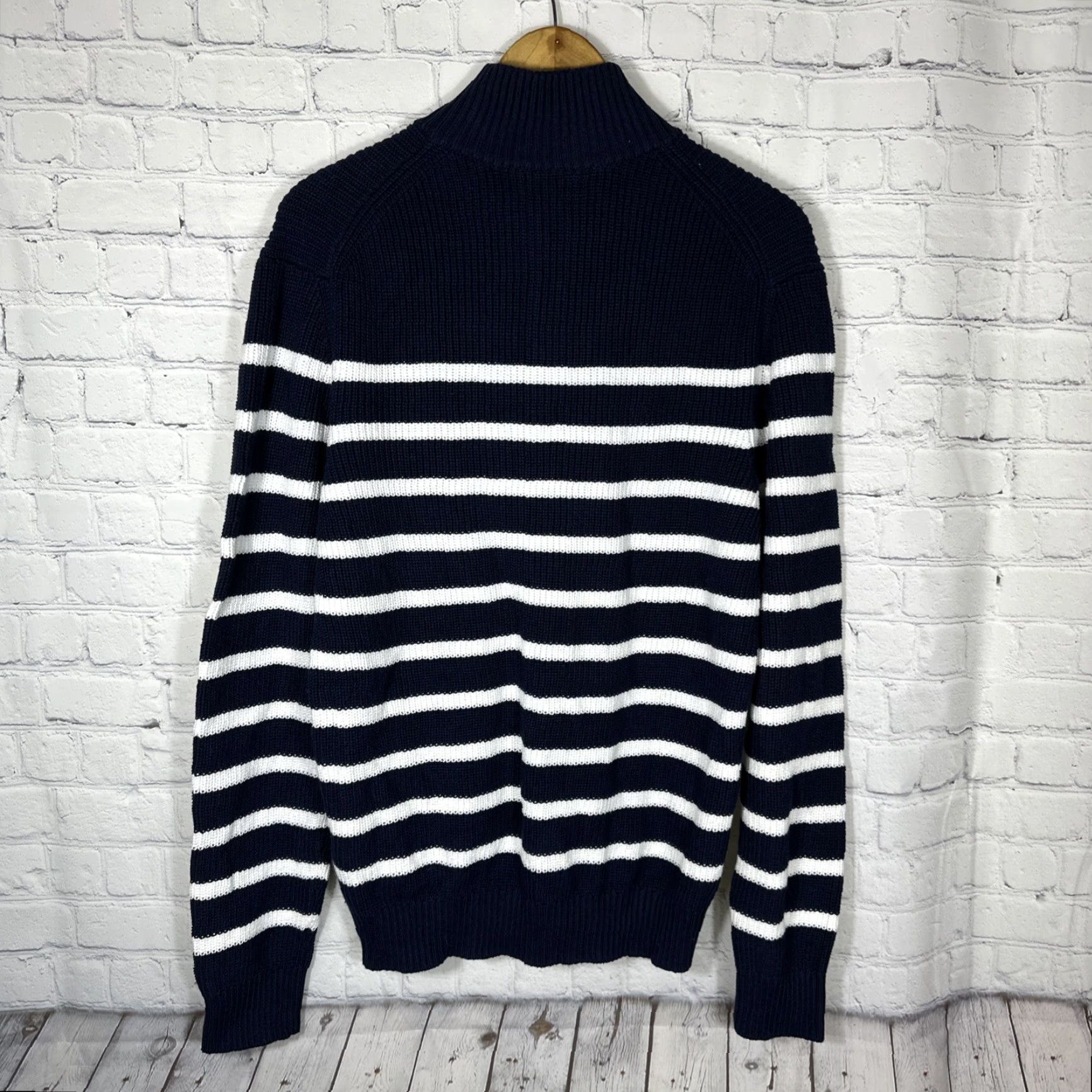 CO Collars & Co Sweater Mens XL Blue Striped Kennebunkport Pullover 1/4 Button Size US XL / EU 56 / 4 - 6 Thumbnail