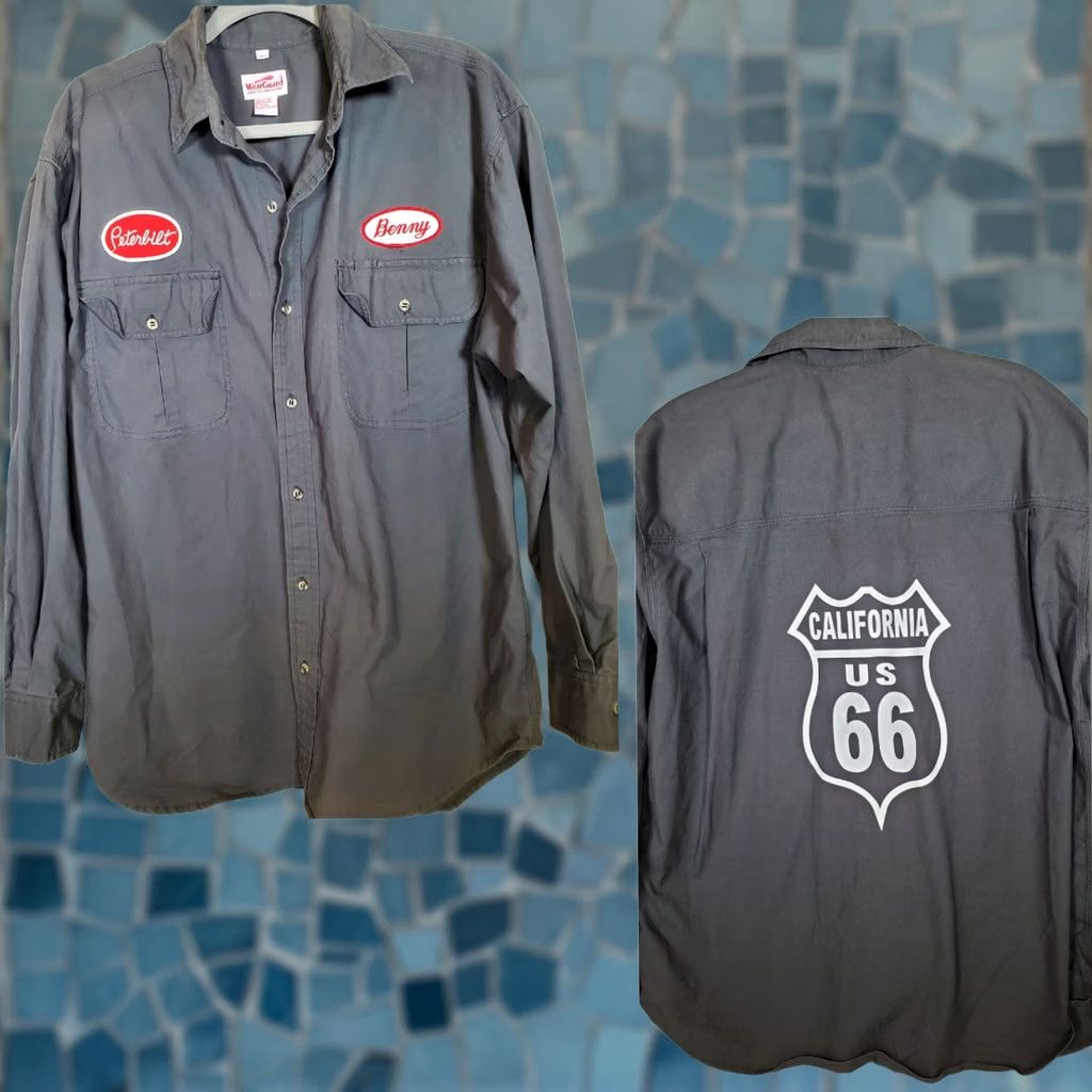 Vintage WearGuard Custom Trucker Shirt Gray Peterbuilt California US 66 Men's Size L Size US L / EU 52-54 / 3 - 1 Thumbnail