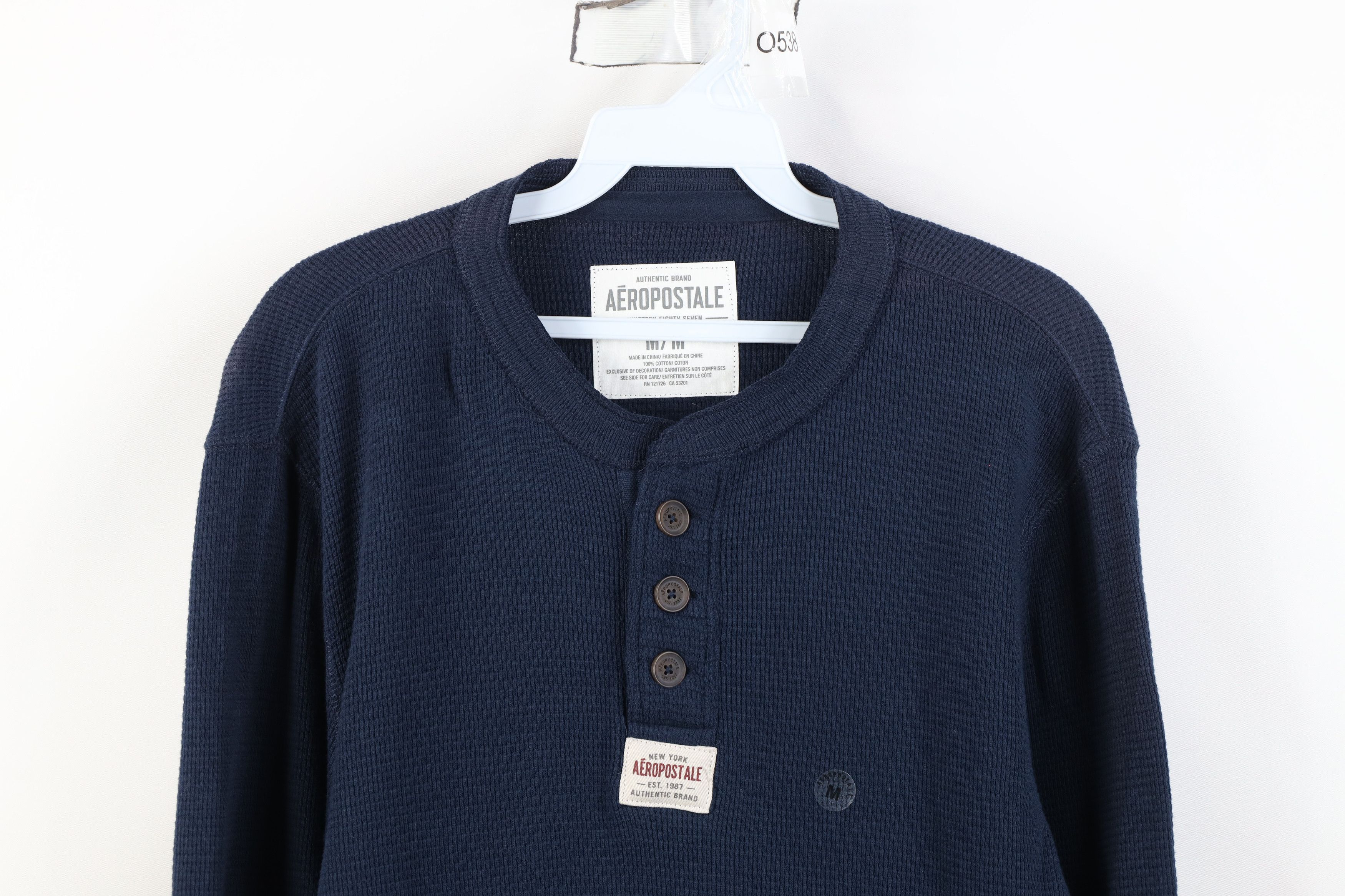Aeropostale Deadstock Vintage Y2K Aeropostale Waffle Knit Henley T-Shirt Size US M / EU 48-50 / 2 - 2 Thumbnail