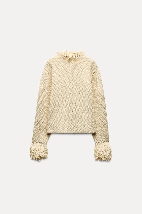Zara ZARA FRINGED KNIT JACKET Size L / US 10 / IT 46 - 3 Thumbnail