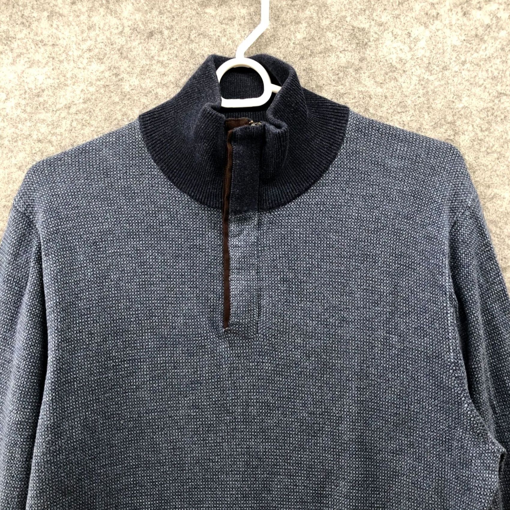 Banana Republic Banana Republic Sweater Shirt Mens M Navy Blue Cotton 1/4 Zip Lightweight Pullover Knitted Mock Neck Casual Regular Size US M / EU 48-50 / 2 - 3 Thumbnail