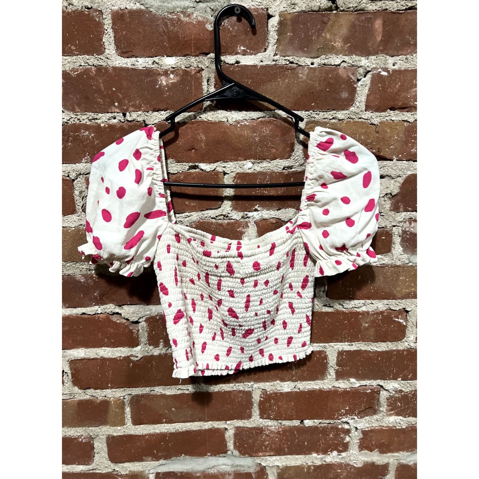 Aritzia Aritzia Blouse Shirt Pink Polka Dot Cropped Women's Small Size S / US 4 / IT 40 - 3 Thumbnail