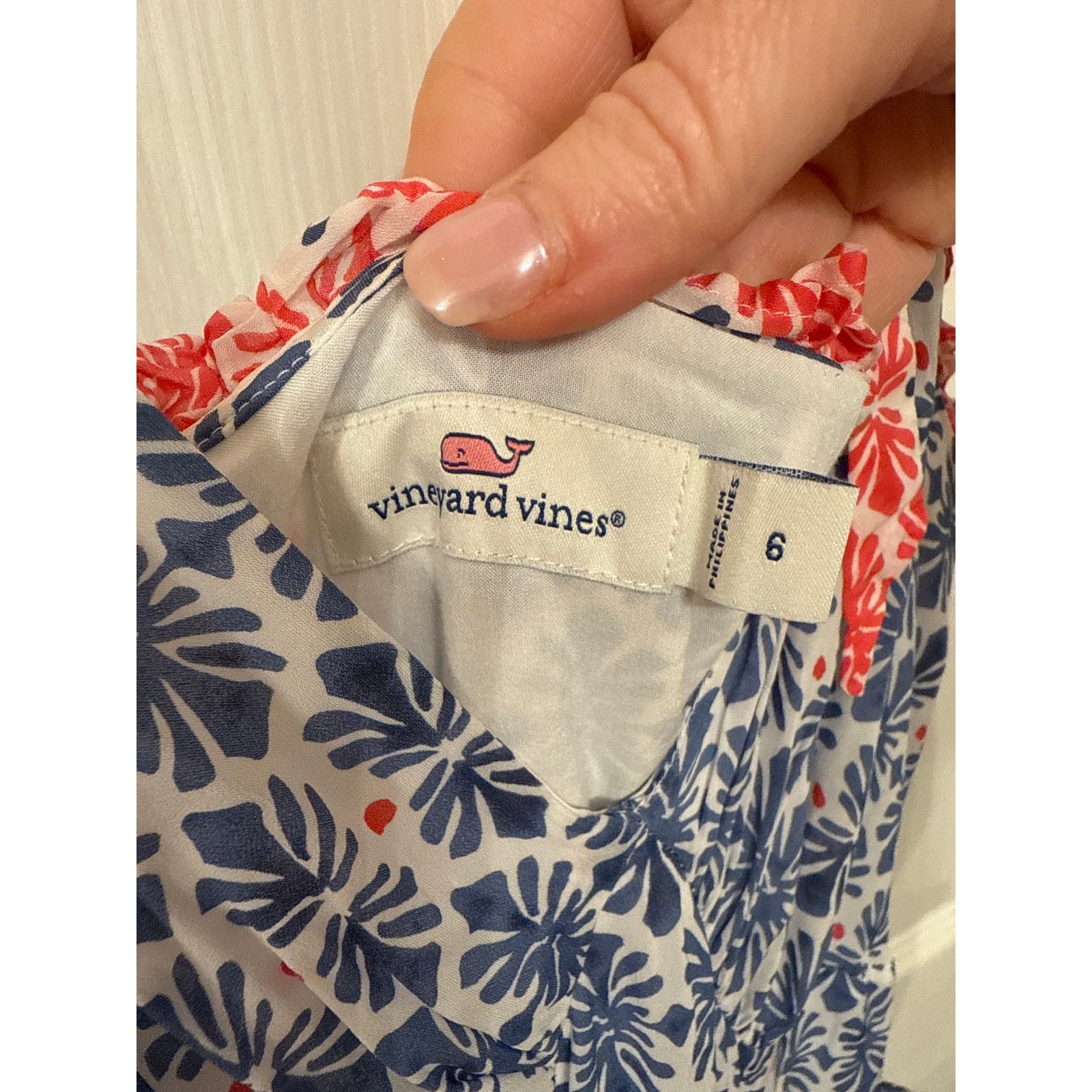 Vineyard Vines Vineyard Vines Block Print Shell Ruffled Maxi Dress, 6 Size M / US 6-8 / IT 42-44 - 7 Thumbnail