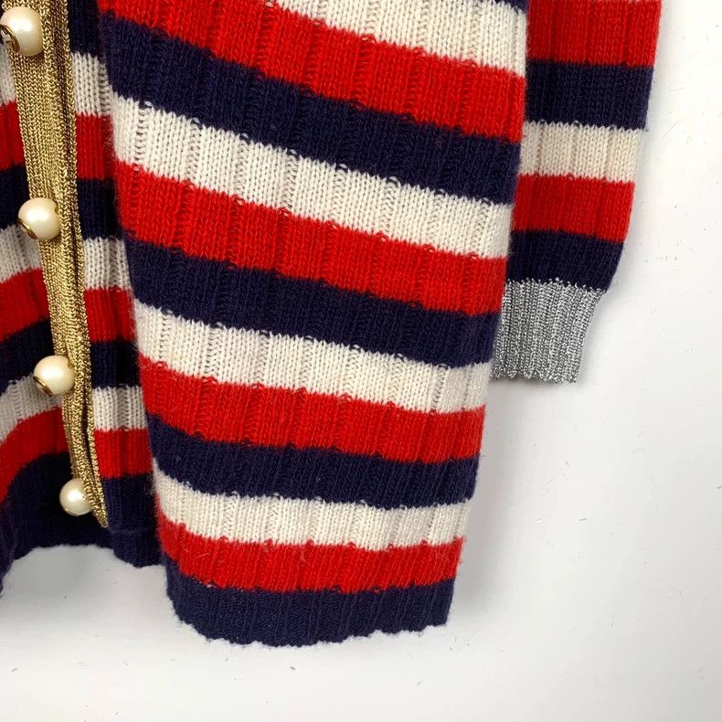 Gucci Gucci Color-blocked striped V-neck wool knitted cardigan ja Size US XS / EU 42 / 0 - 4 Thumbnail
