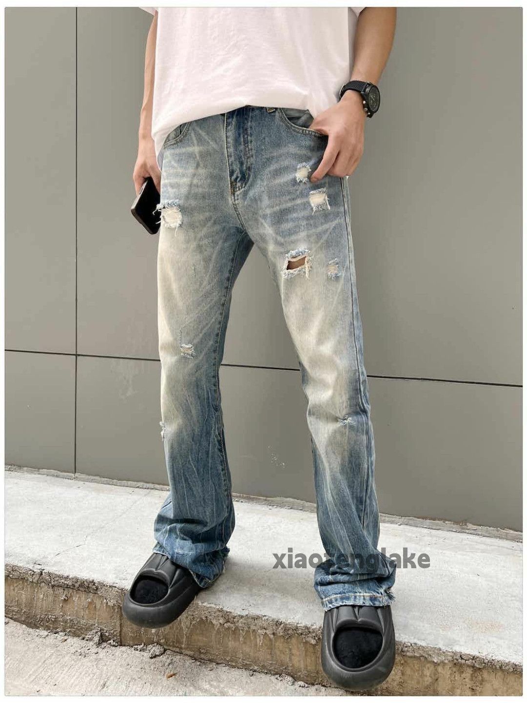 Jean zx washed faded bootcut ripped Balenciaga alyx style jeans Size US 34 / EU 50 - 3 Thumbnail