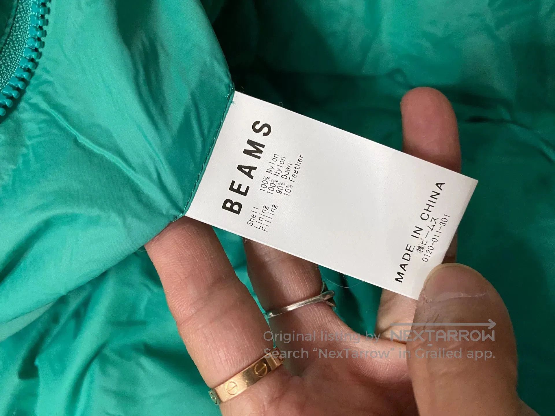Beams Japan stylish teal puffer jacket for winter wear. Size US M / EU 48-50 / 2 - 7 Thumbnail