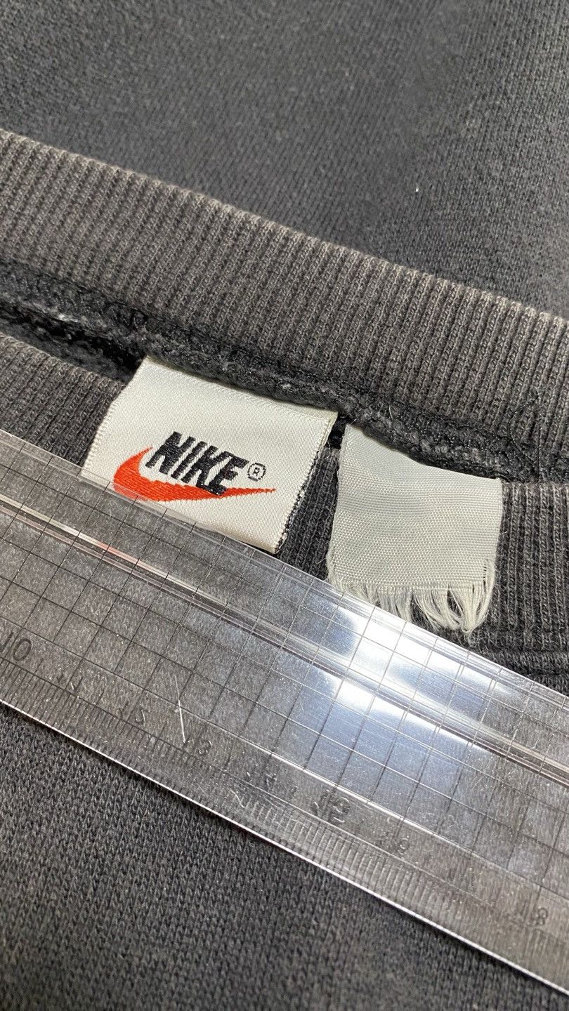 Nike 90s Vintage Nike Big Swoosh Crewneck Sweatshirt Faded Black Size US XL / EU 56 / 4 - 4 Thumbnail