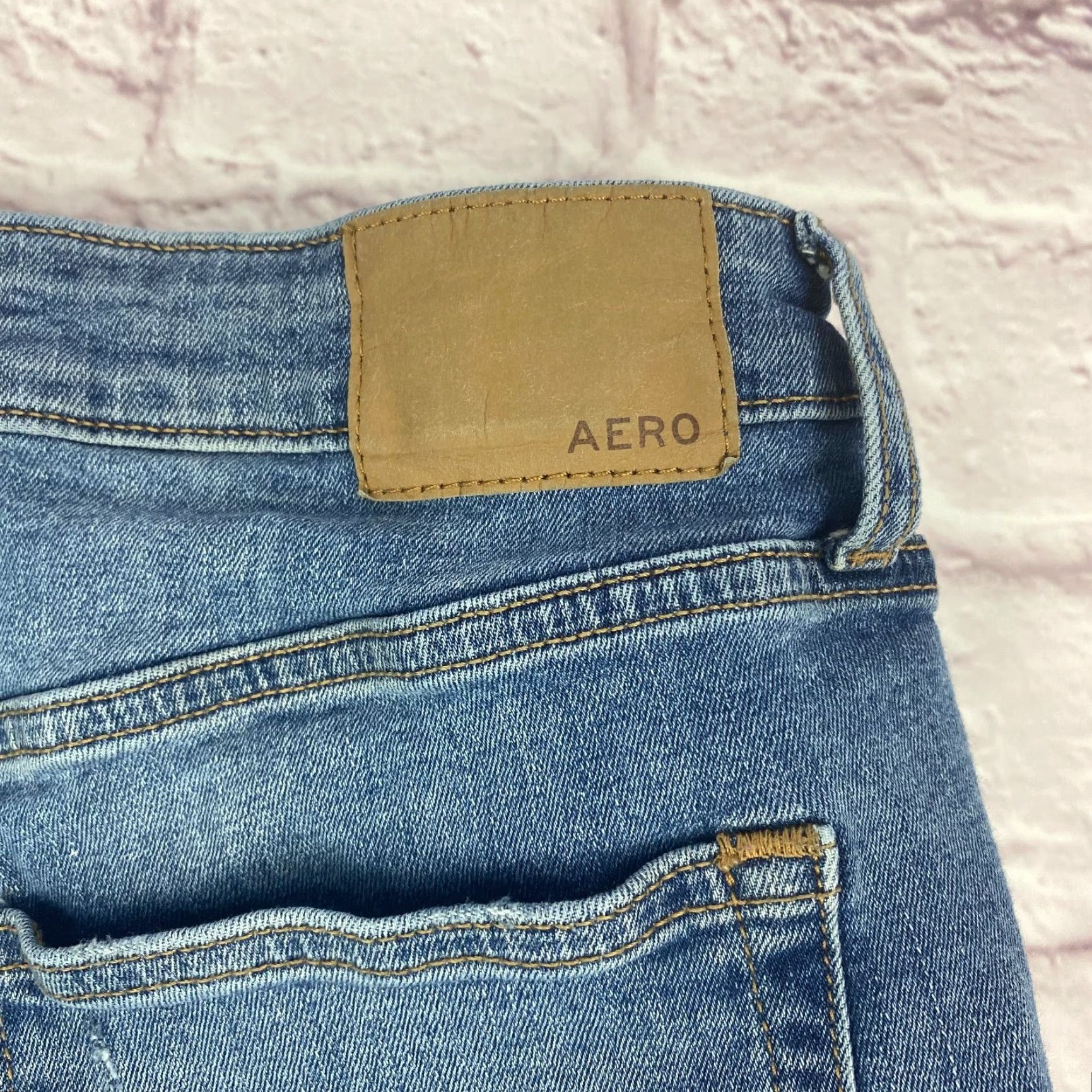 Vintage Aéropostale Men Skinny Jeans 34 Blue Distressed Stretch Medium Wash Jeans Size US 34 / EU 50 - 6 Thumbnail