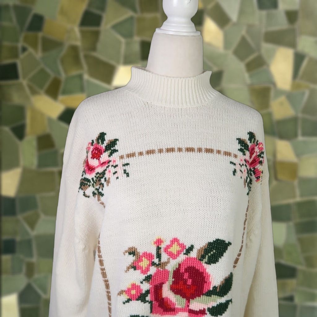 Vintage VINTAGE ChinaWear by Morsly Sweater Mockneck Floral Knit Tunic M Womens Size M / US 6-8 / IT 42-44 - 1 Thumbnail