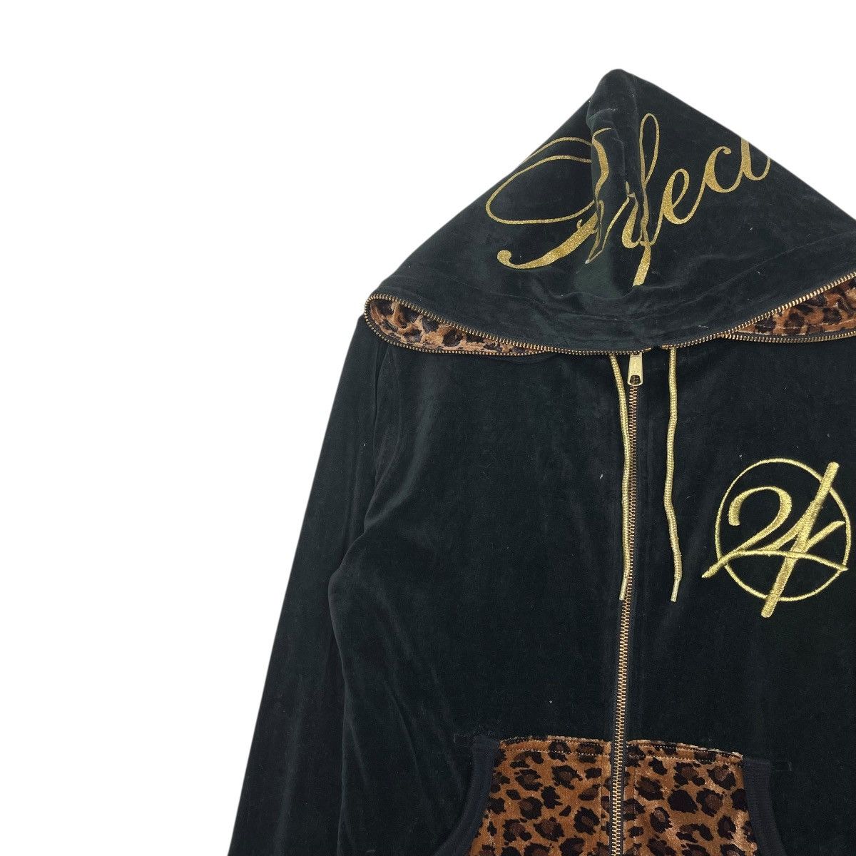 Japanese Brand 24 Karats Digger Big Logo Zipper Velvet Hoodie Size Small Size US S / EU 44-46 / 1 - 6 Thumbnail