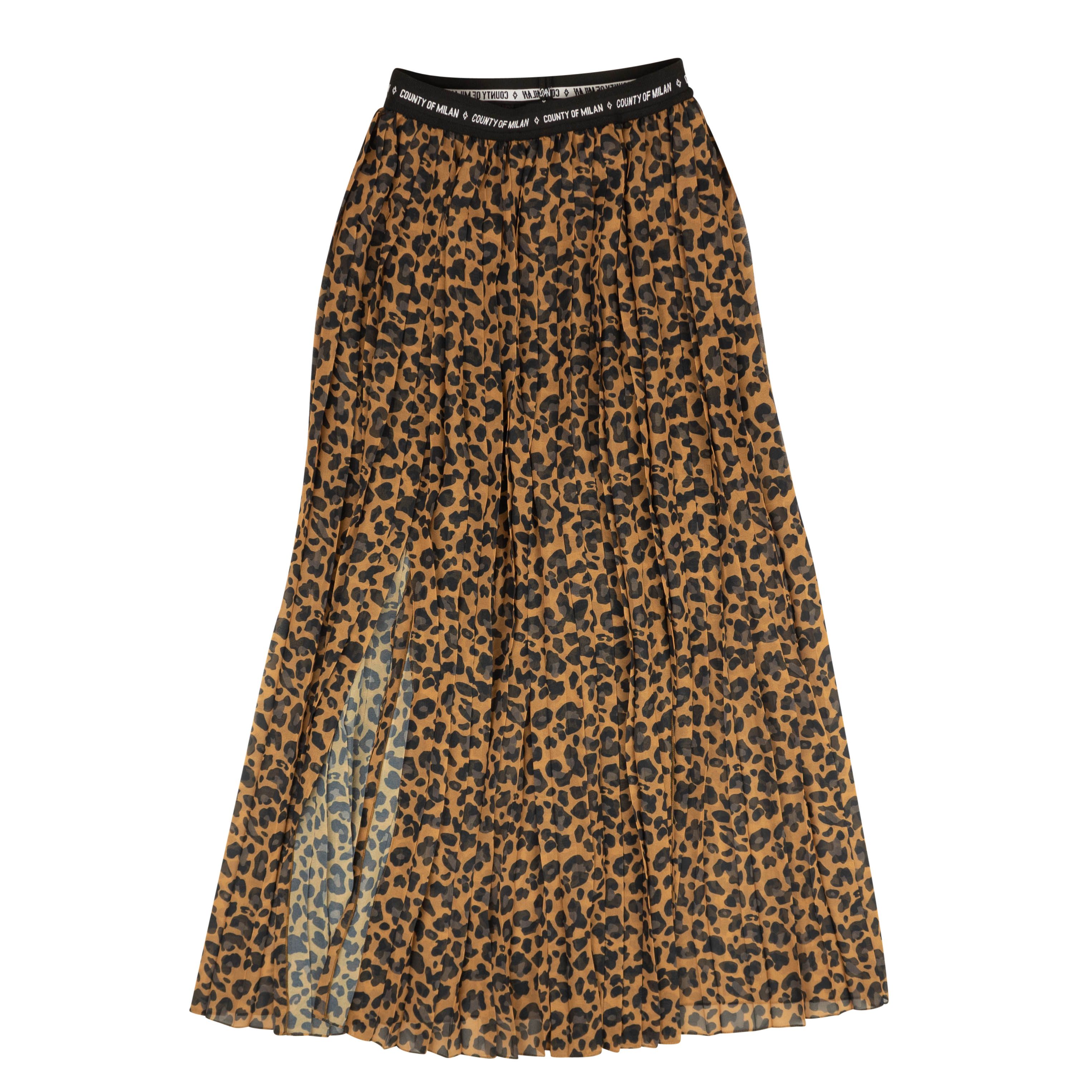 image of Marcelo Burlon Brown Leopard Graphic Print Skirt Size S, Women's