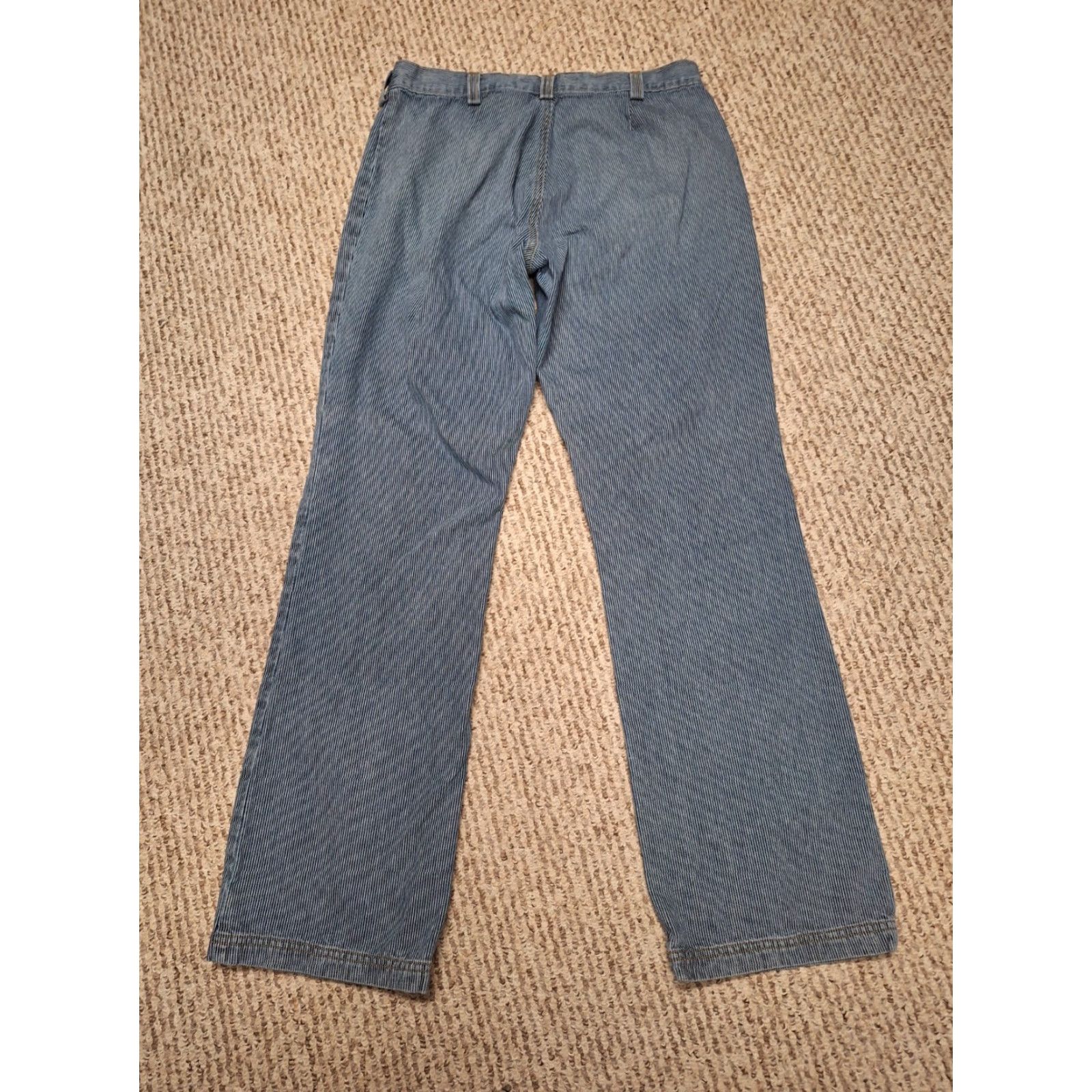 Vintage OshKosh B'gosh Womens Pants 8R Blue Railroad Striped Pants Front Pockets Button Fly Classic Fit Casual Size 30" / US 8 / IT 44 - 4 Thumbnail