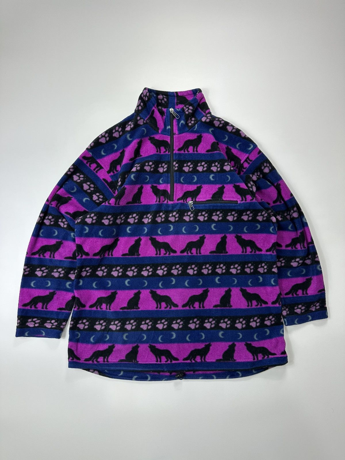Jack Wolfskin 90's Jack Wolfskin Fleece Half-Zip Jacket Wolf Monogram Size US L / EU 52-54 / 3 - 1 Thumbnail