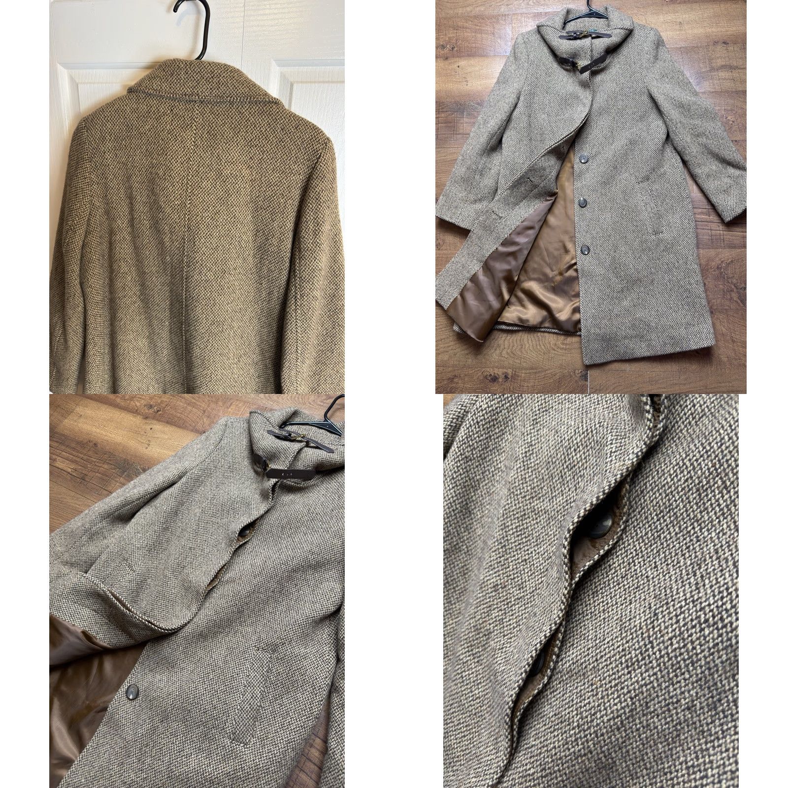Ralph Lauren Lauren Ralph Lauren Women’s Tweed Wool Brown Coat High Neck Buckle Jacket Sz 14 Size XL / US 12-14 / IT 48-50 - 8 Thumbnail