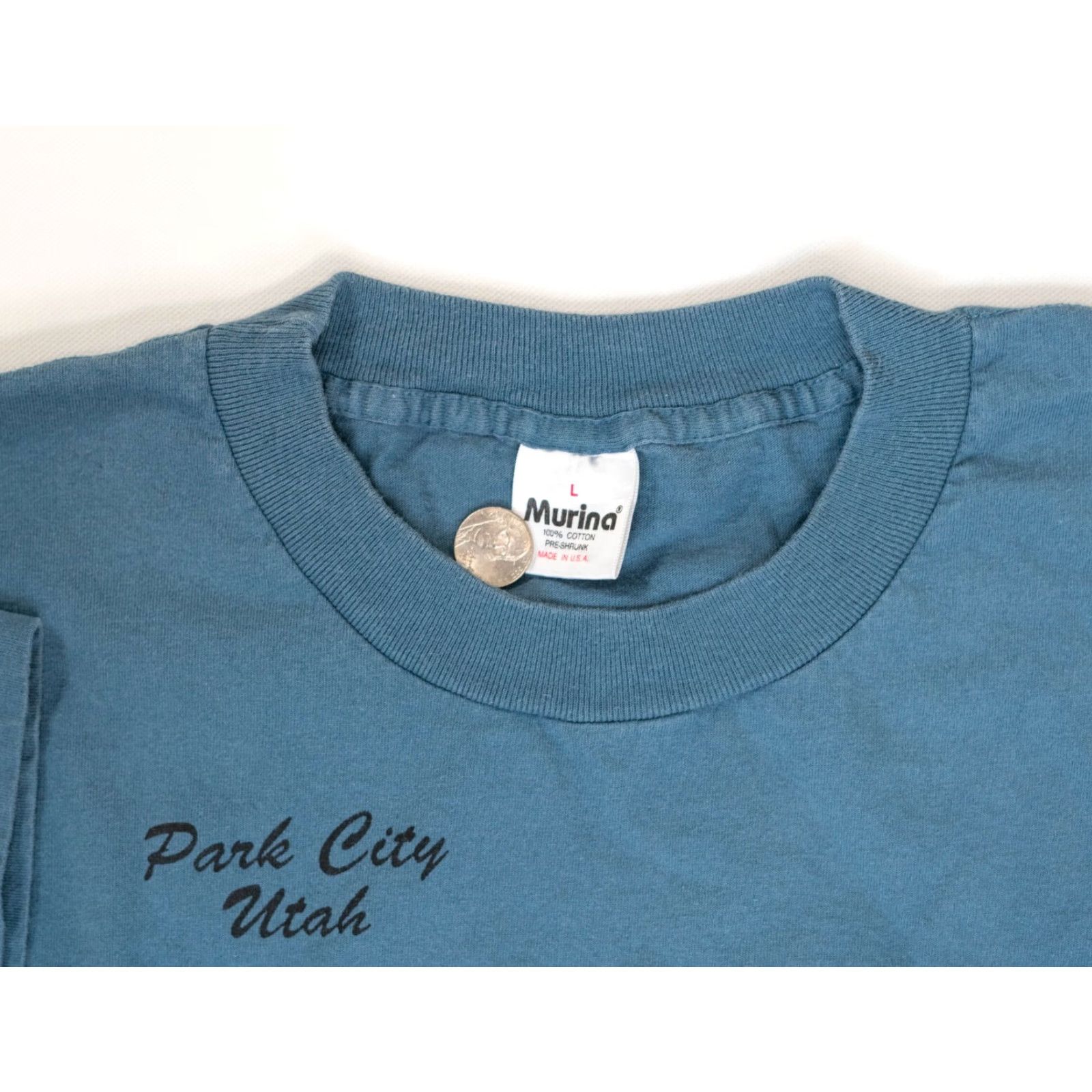 Vintage VINTAGE Murina Park City Utah T-Shirt Men L Blue 90s USA Logo Crew Neck Long Sleeve Made in USA Size US L / EU 52-54 / 3 - 4 Thumbnail