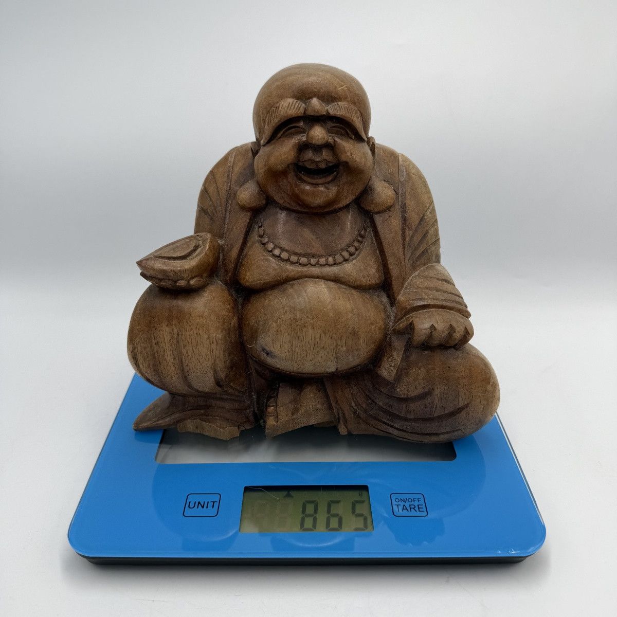 Vintage Vintage Hand Carved Wooden Lucky Buddha Hotei Feng Shui Size ONE SIZE - 11 Thumbnail